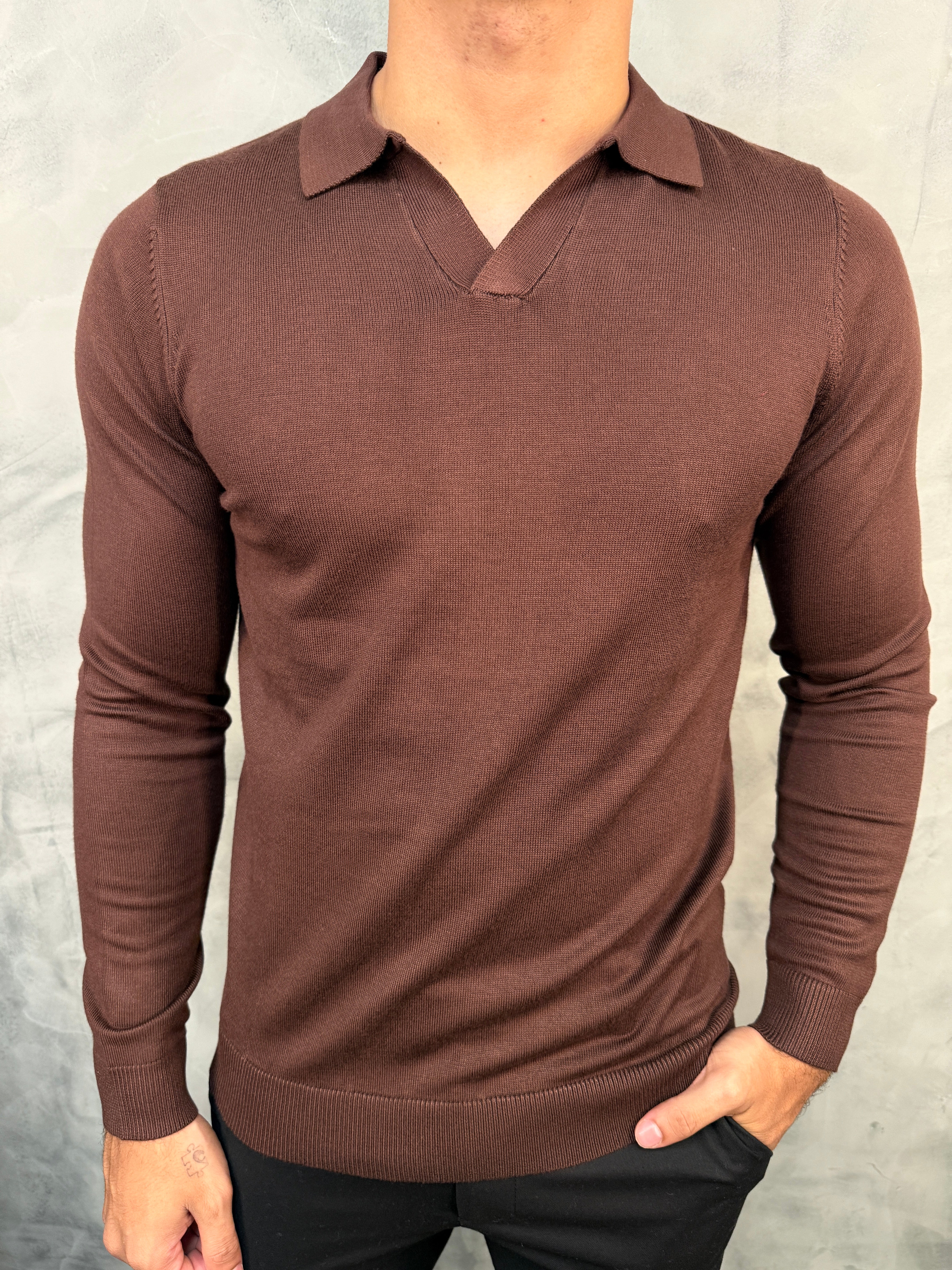 POLO TRICOT GOLA V M/L PONTO H
