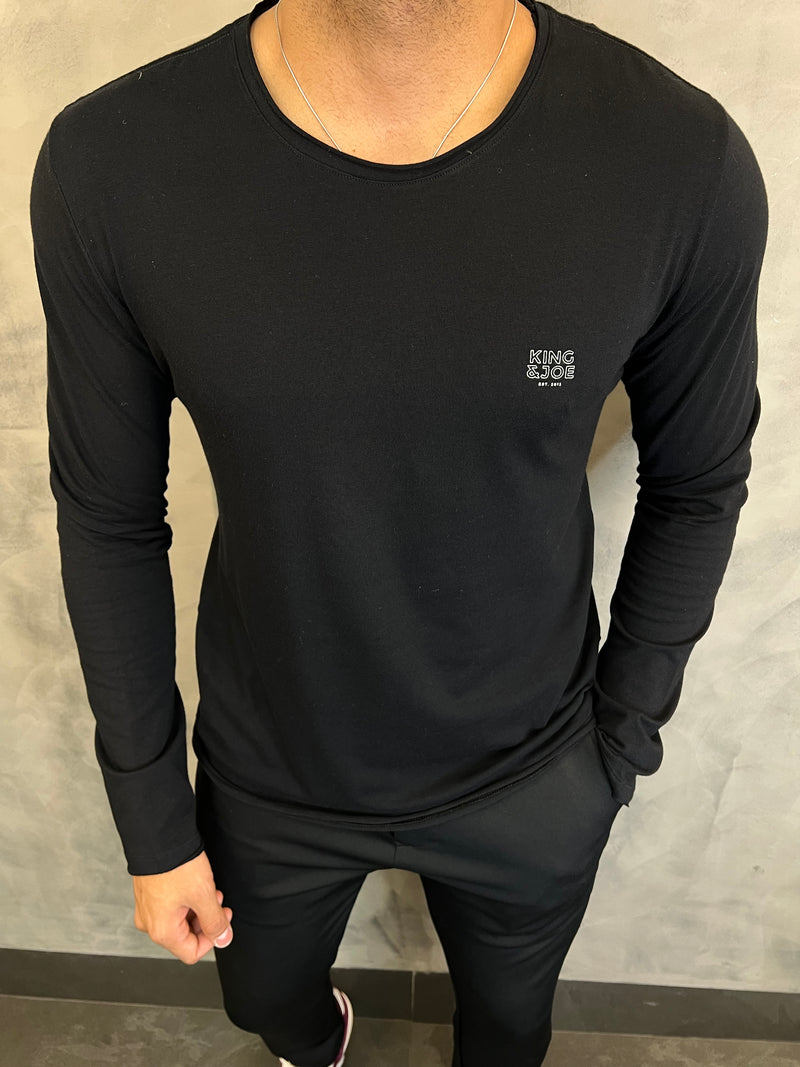 CAMISETA FLEX LOGOTIPO SLIM M/L KINGEJOE PRETO