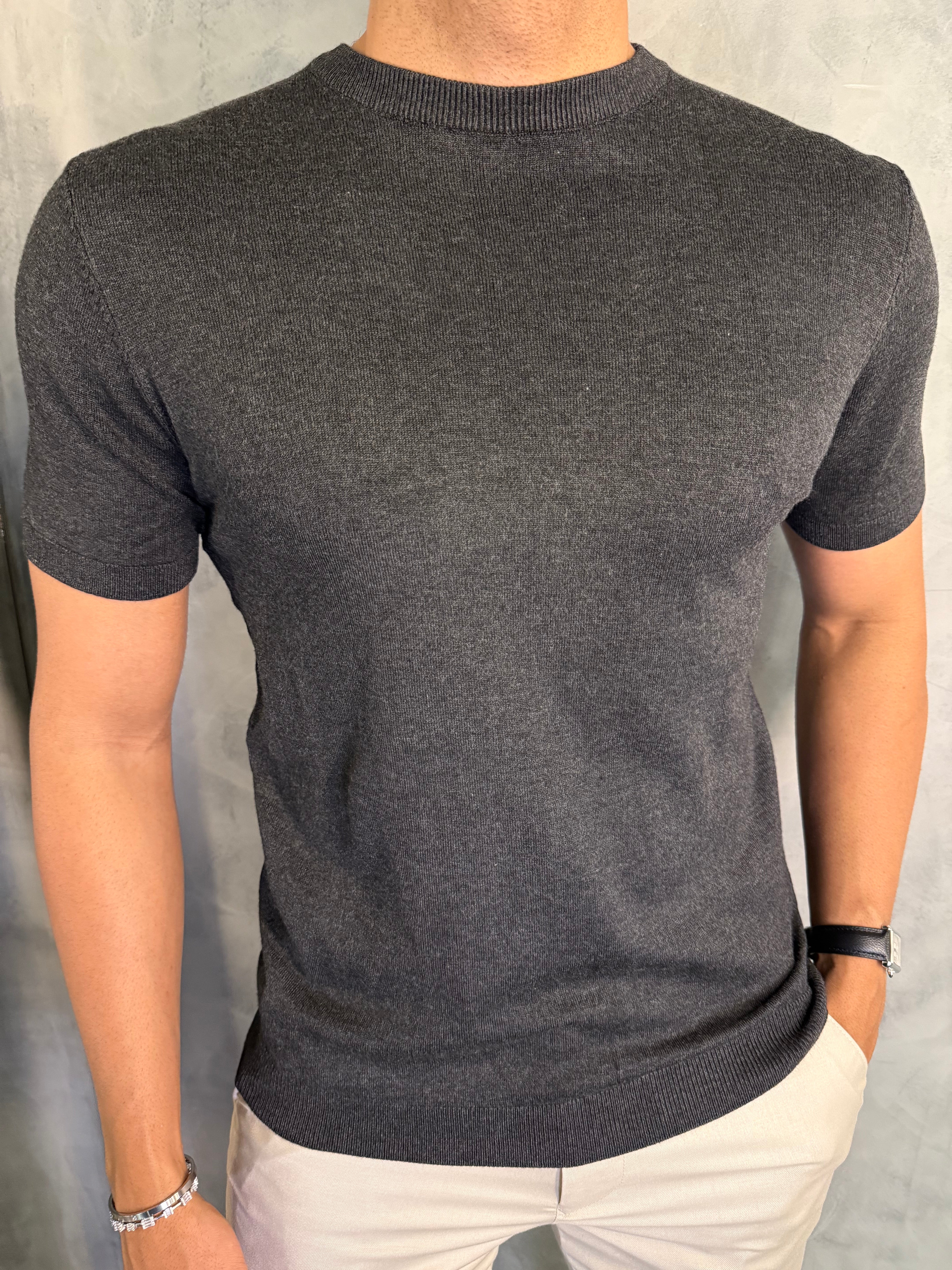 CAMISETA GOLA MÉDIA TRICOT PONTO H