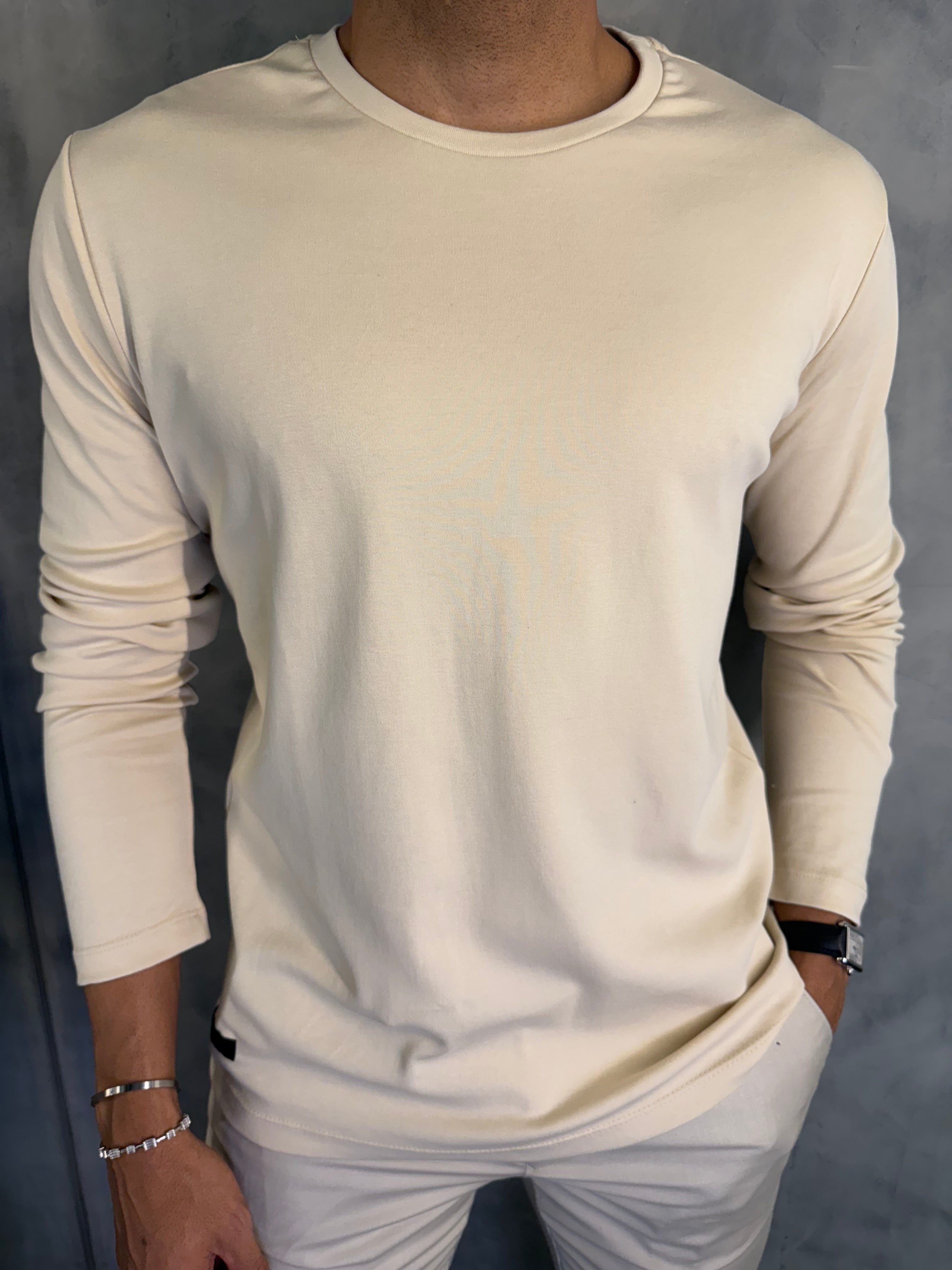 CAMISETA M/L FIO EGÍPCIO KINGEJOE BEGE