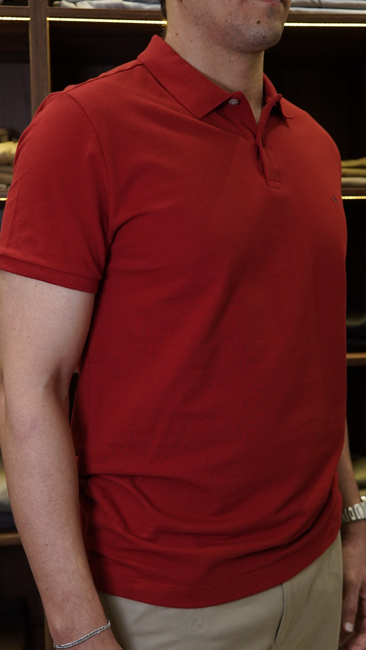 POLO SLIM BÁSICA CALVIN KLEIN VERMELHO