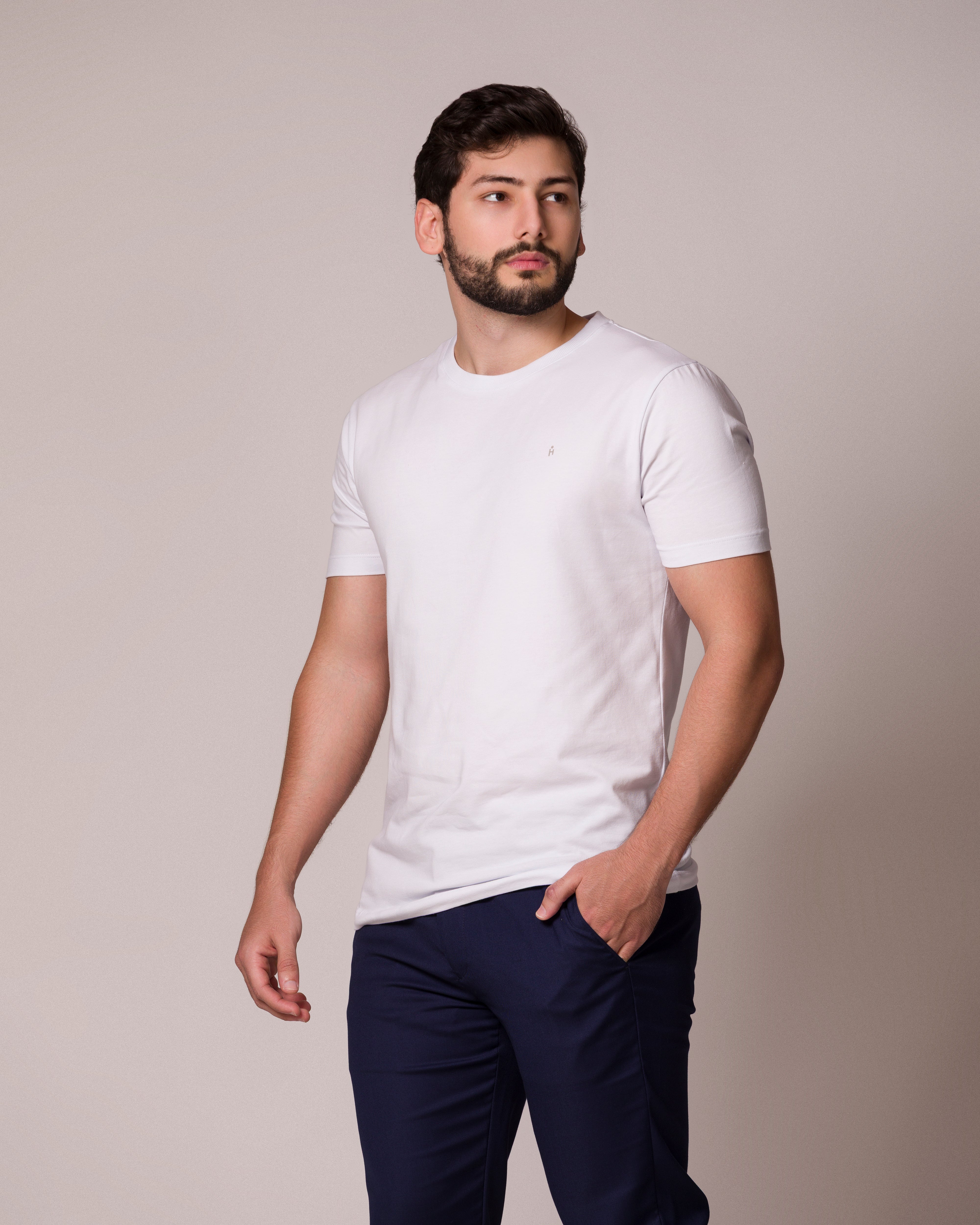 CAMISETA BÁSICA PONTO H BRANCO