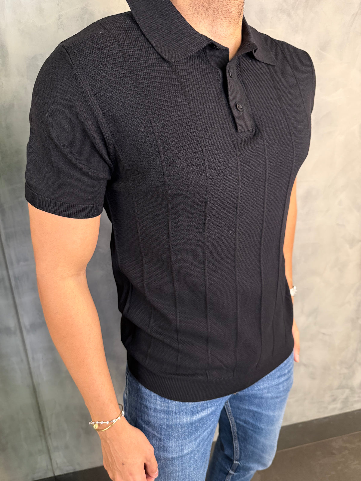 POLO FRISO PONTO H PRETO