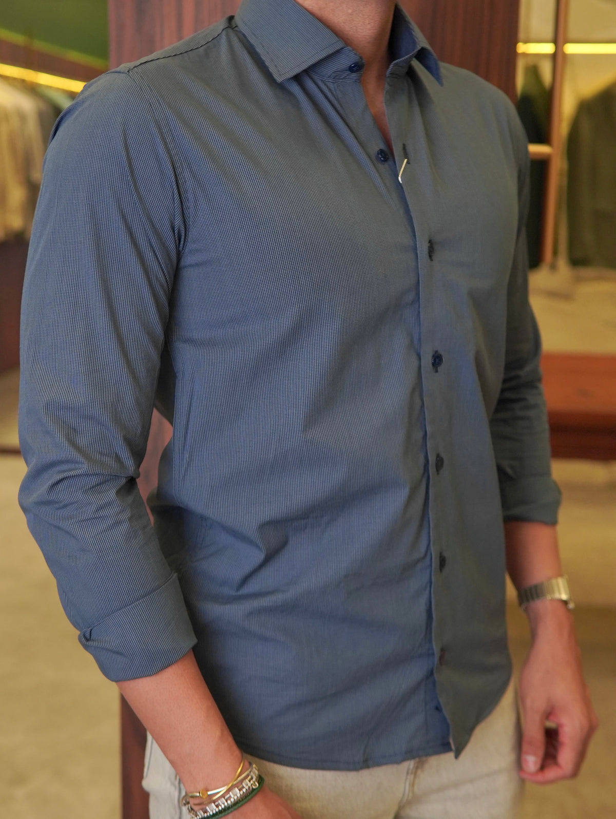 CAMISA M/L ALGODÃO EGÍPCIO ARMIATHO XADREZ AZUL