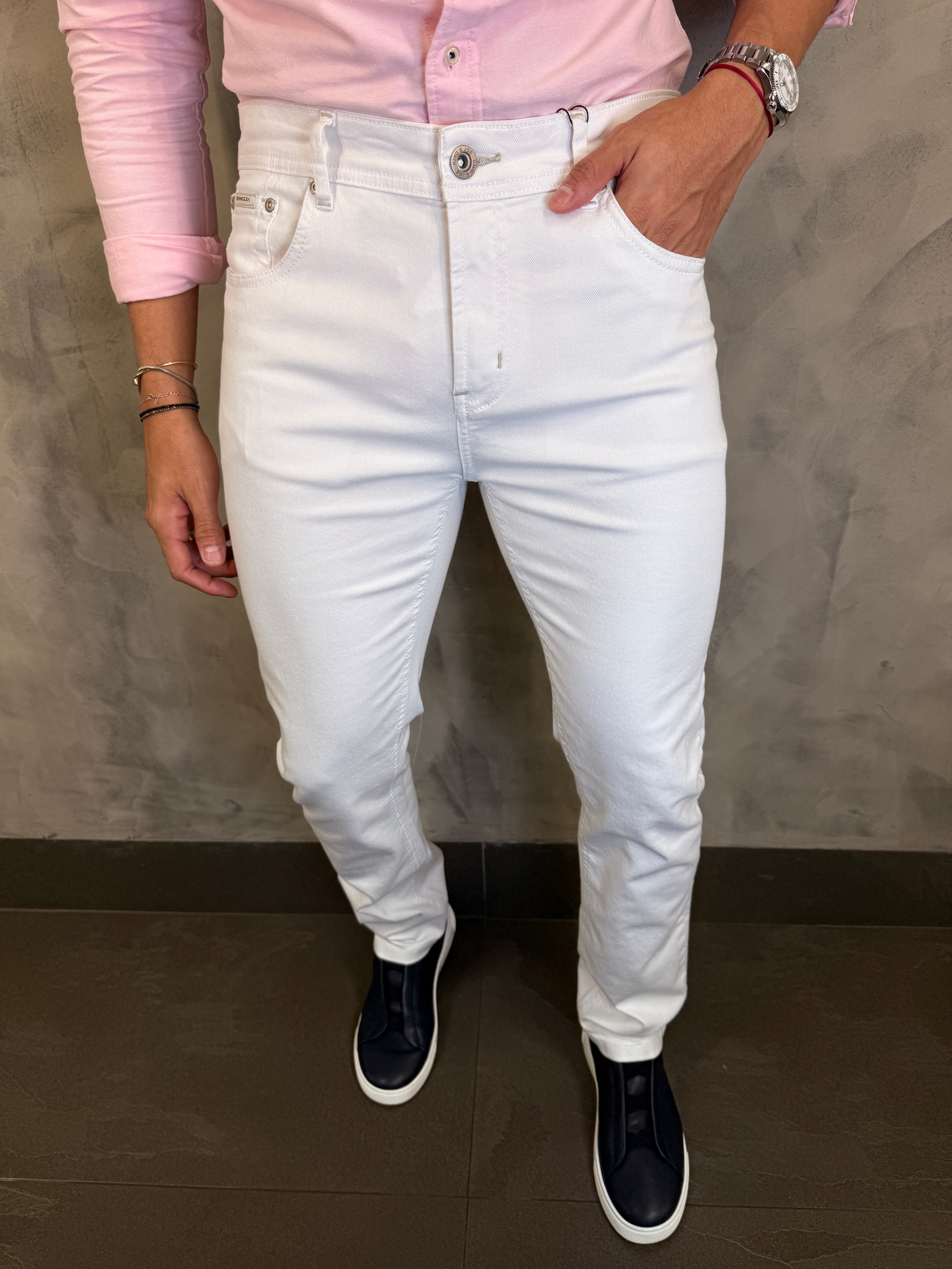 CALÇA JEANS PREMIUM FLEX SLIM KINGEJOE BRANCO