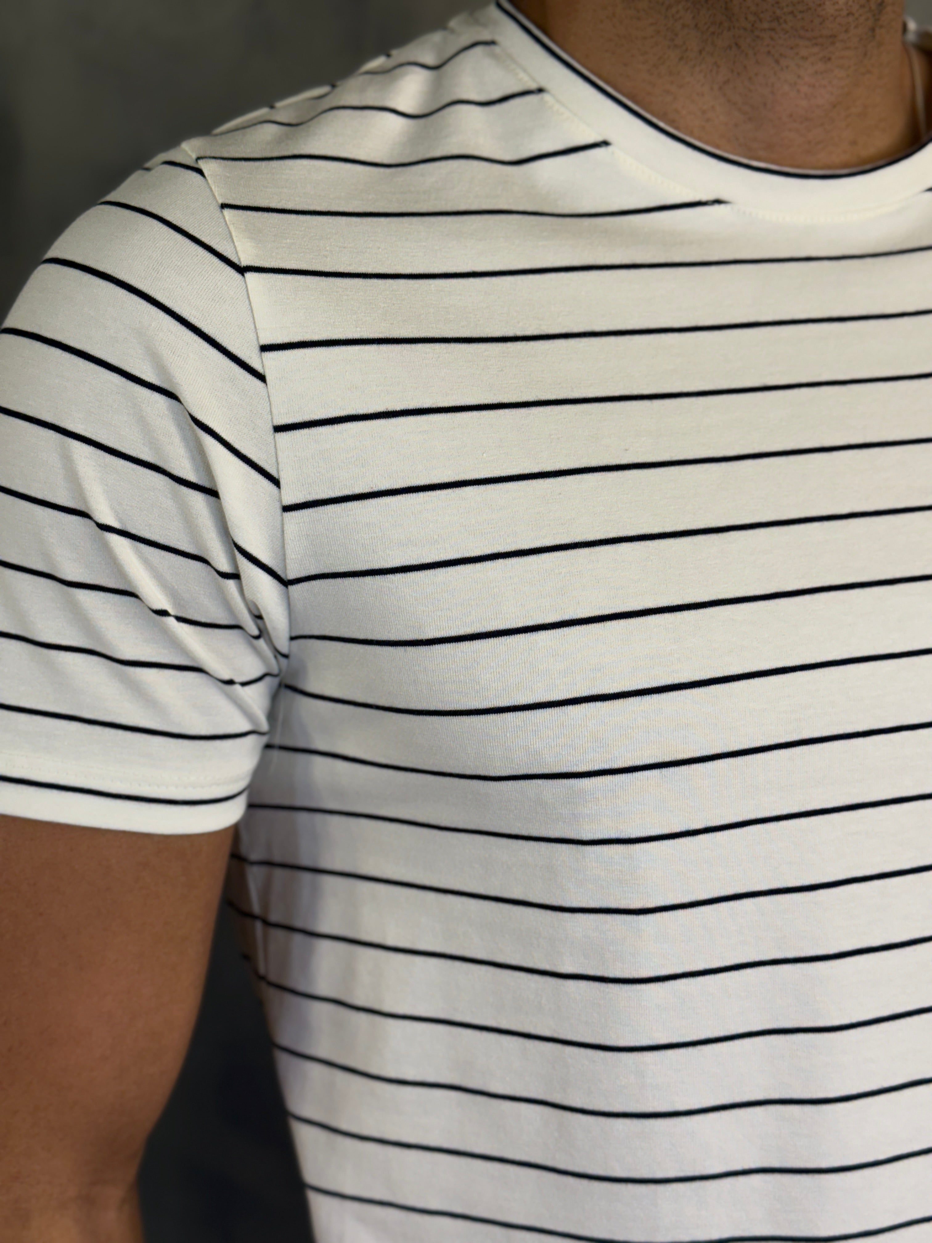 CAMISETA REGULAR LISTRAS DLZ OFF WHITE