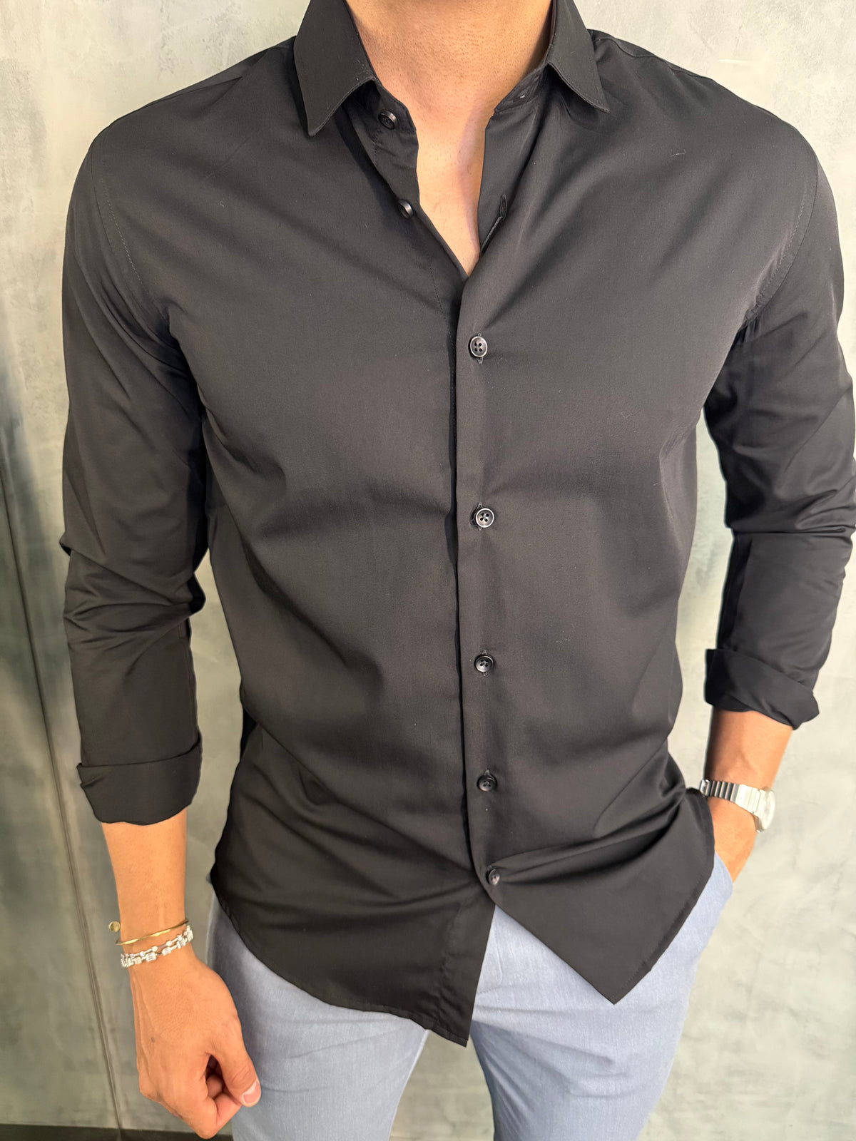 CAMISA M/L FIBRA DE BAMBOO INDICCATTO PRETO