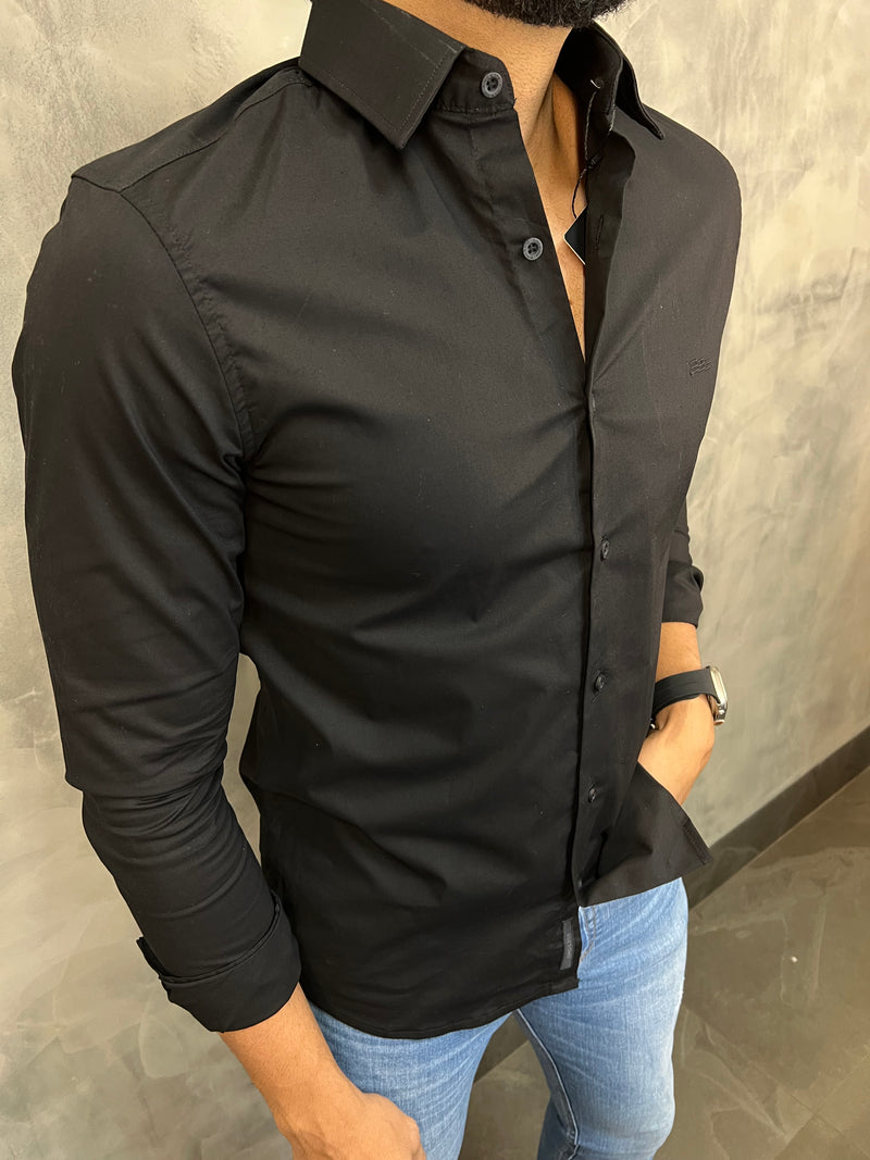 CAMISA SOCIAL M/L ELASTANO KINGEJOE PRETO