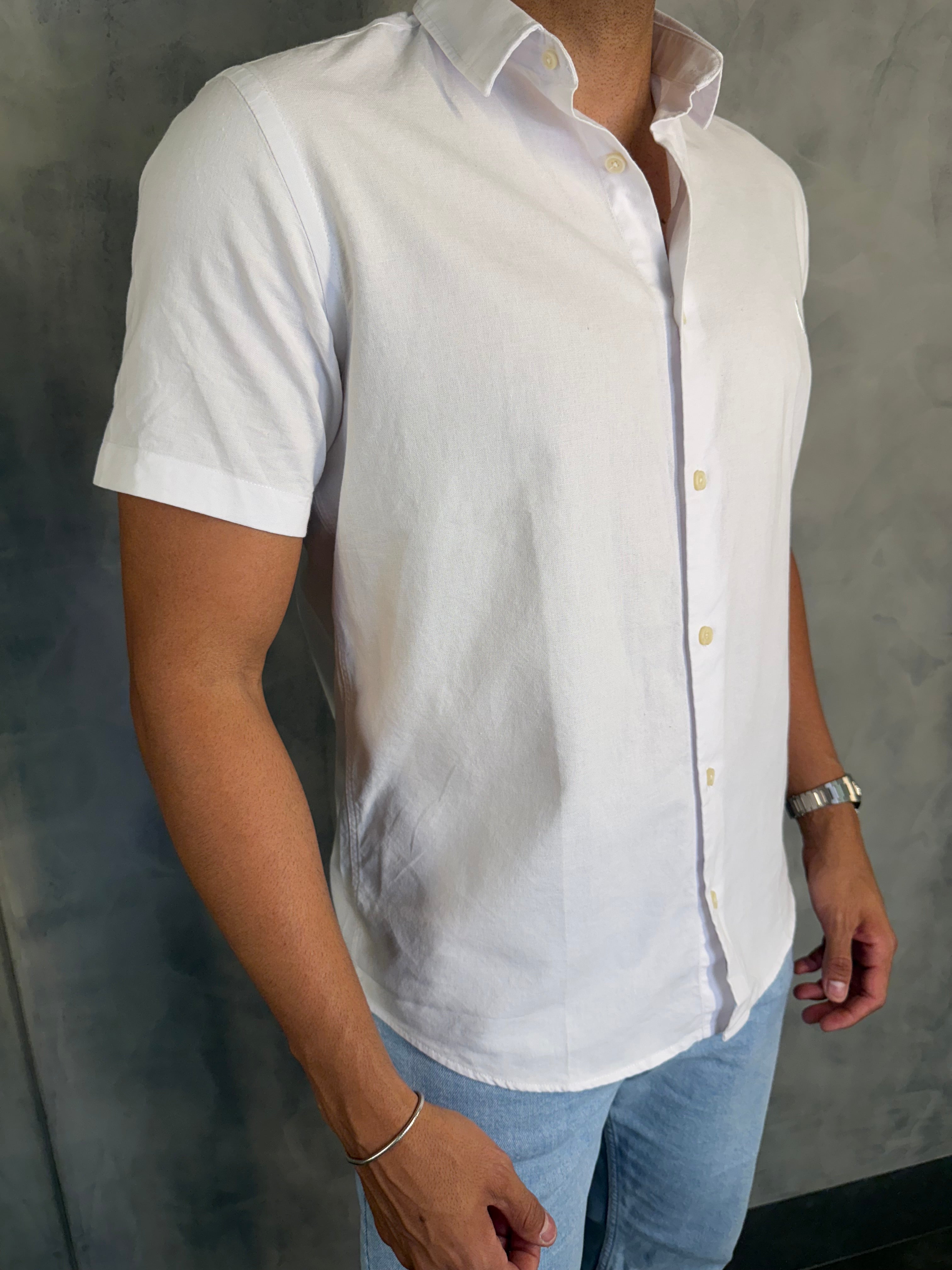 CAMISA M/C OXFORD COLOR RSV BRANCO