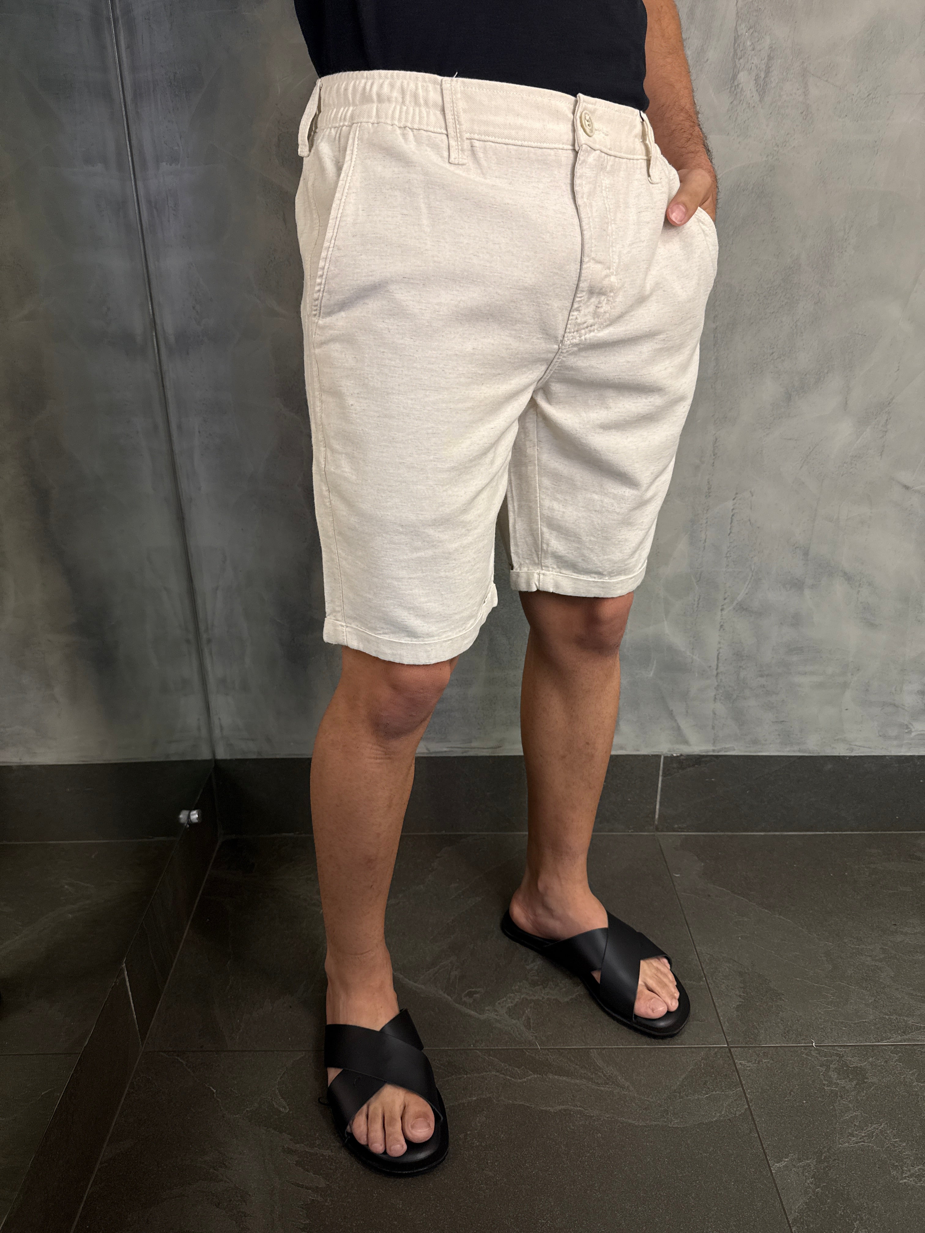 BERMUDA CHINO CÓS ELÁSTICO DLZ AREIA