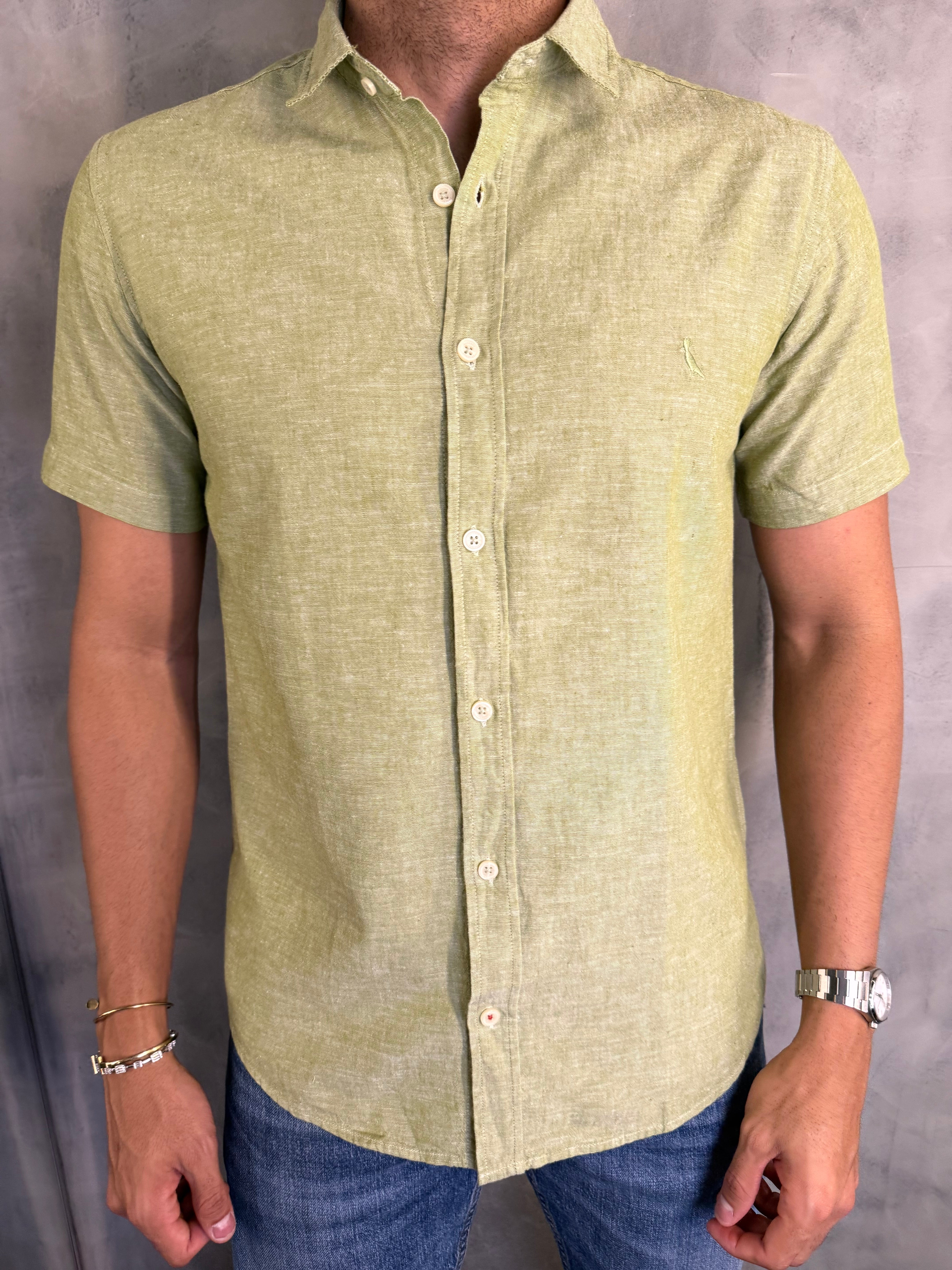CAMISA M/C LINHO PIENZA RESERVA PISTACHE