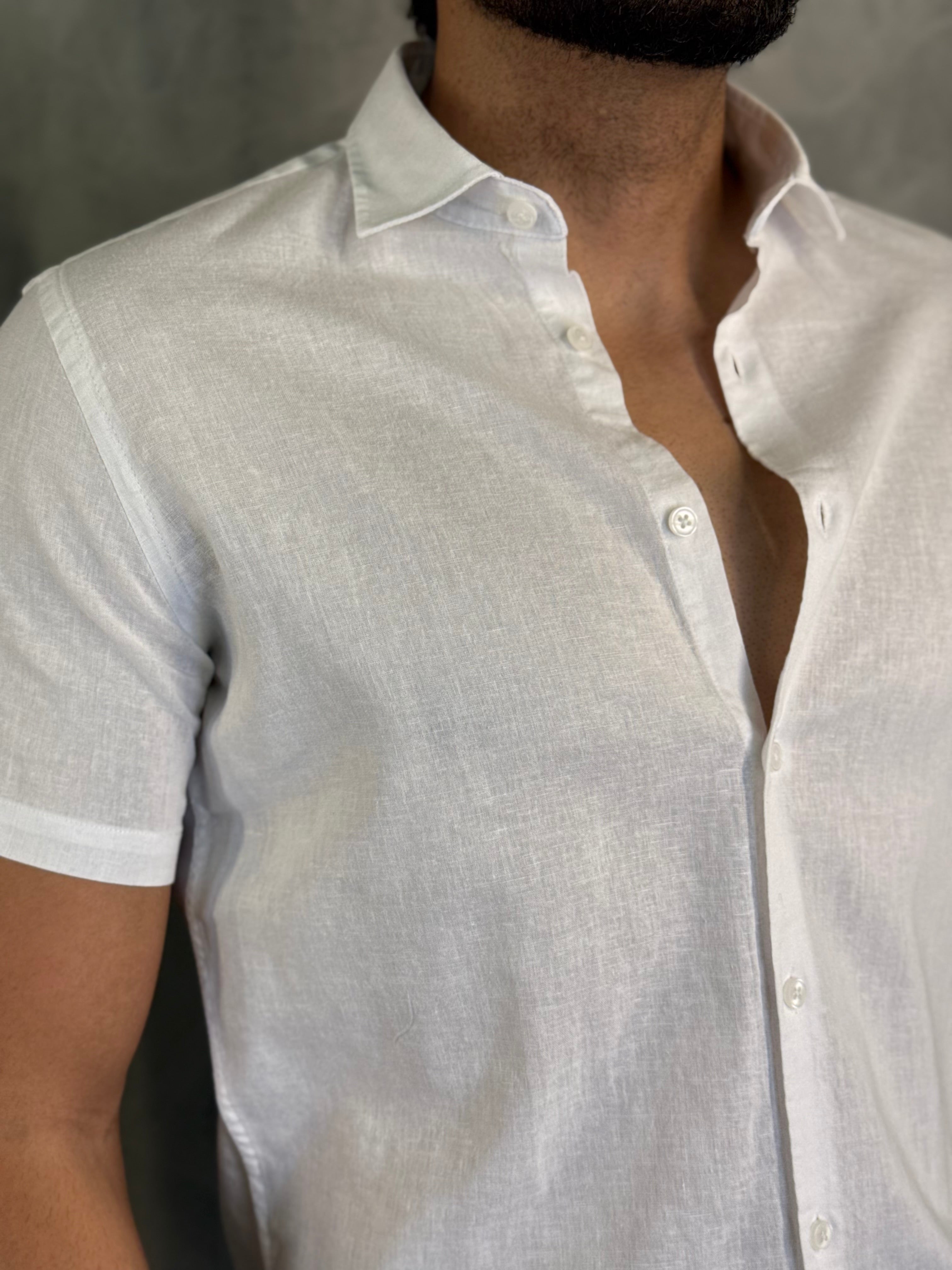 CAMISA M/C LINHO PONTO H BRANCO