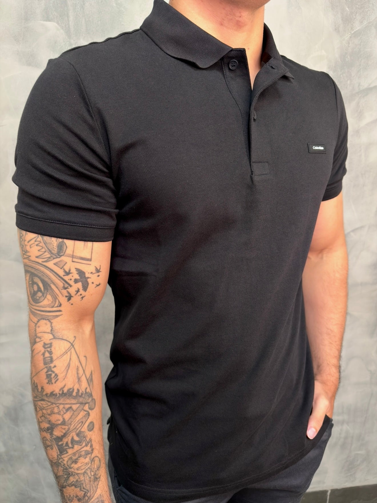 POLO SLIM PIQUET CALVIN KLEIN PRETO