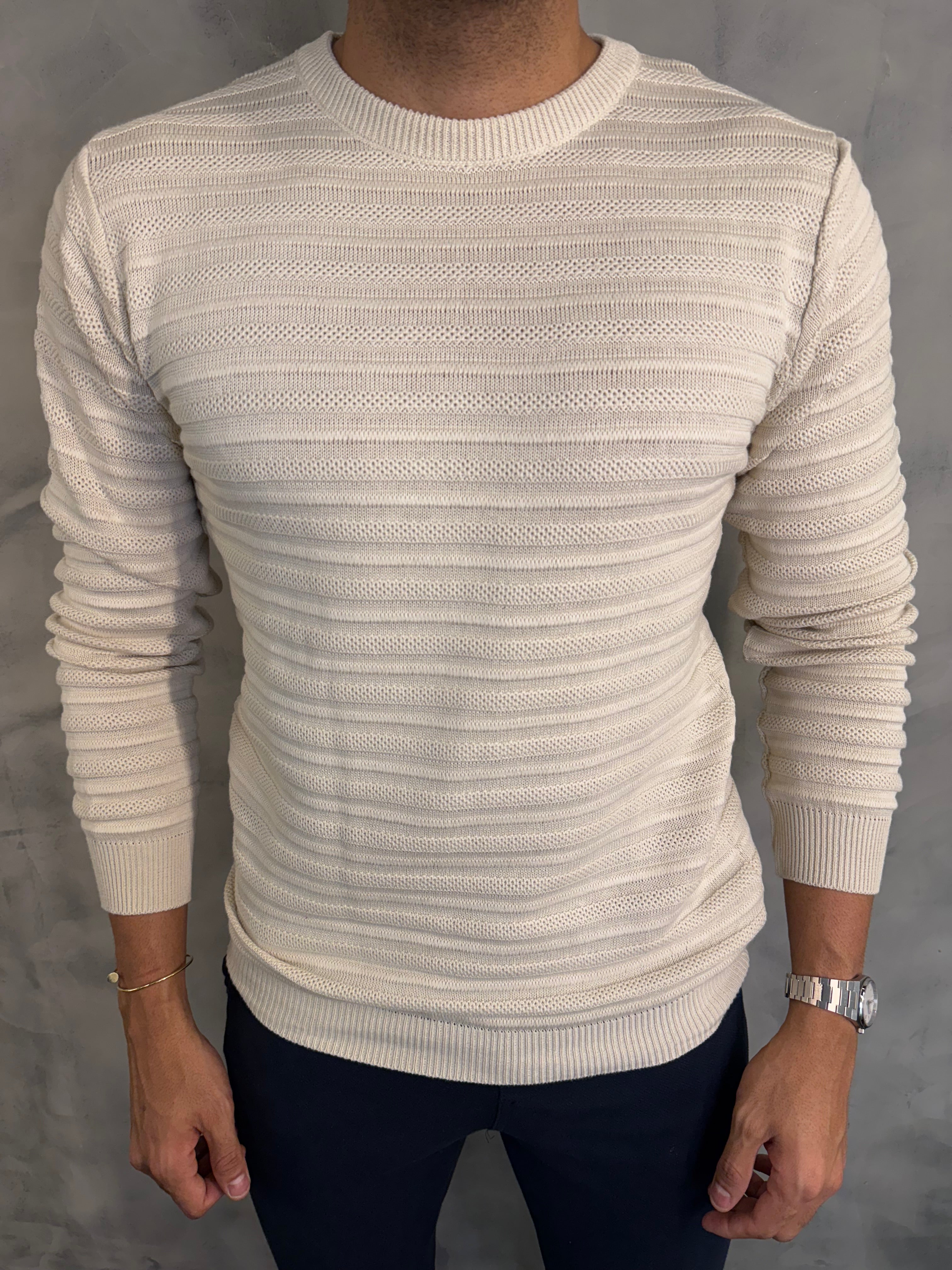 SUETER TRICOT TEXTURA KINGEJOE AREIA