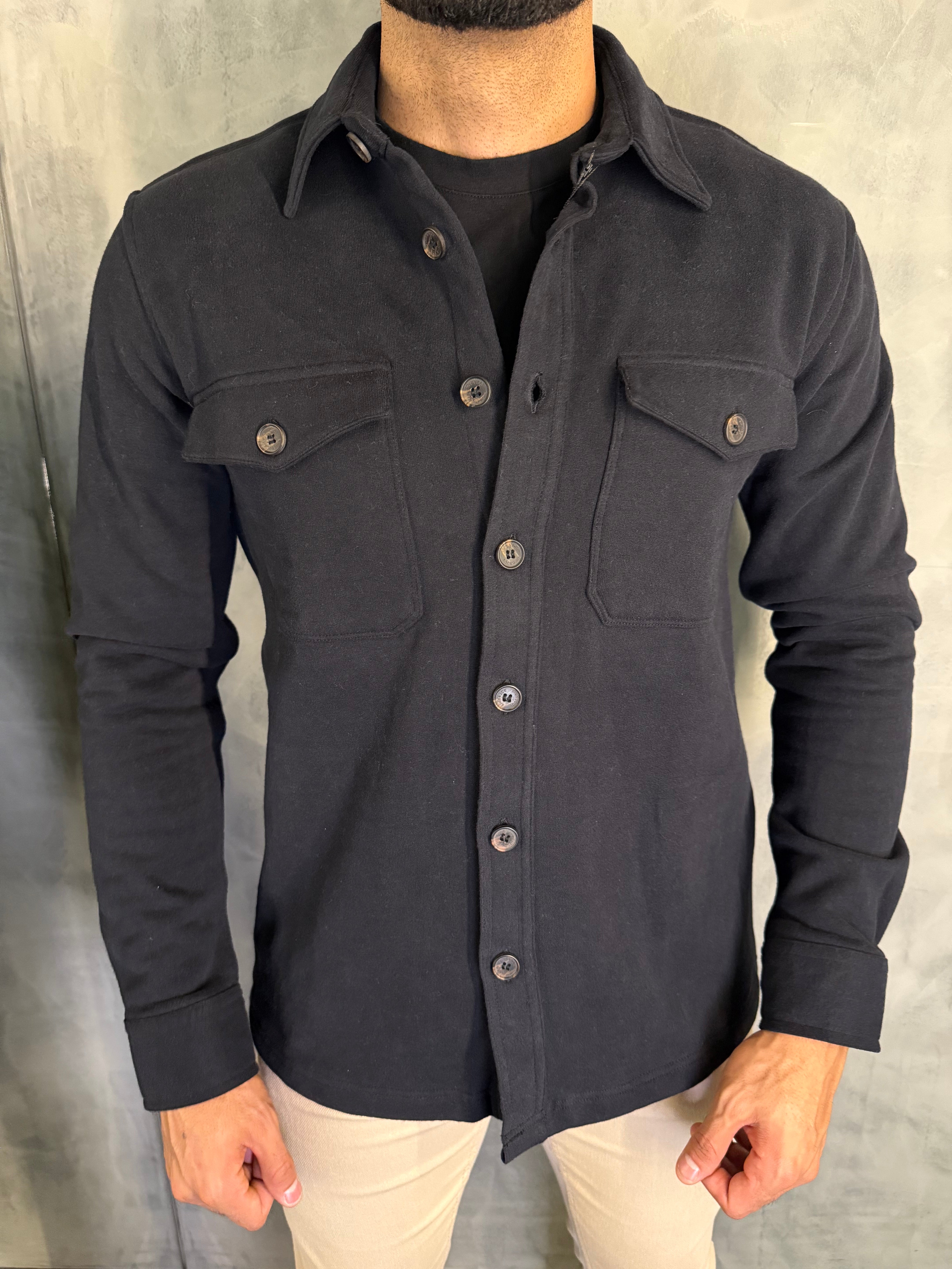 JAQUETA MALHA OVERSHIRT KINGEJOE PRETO