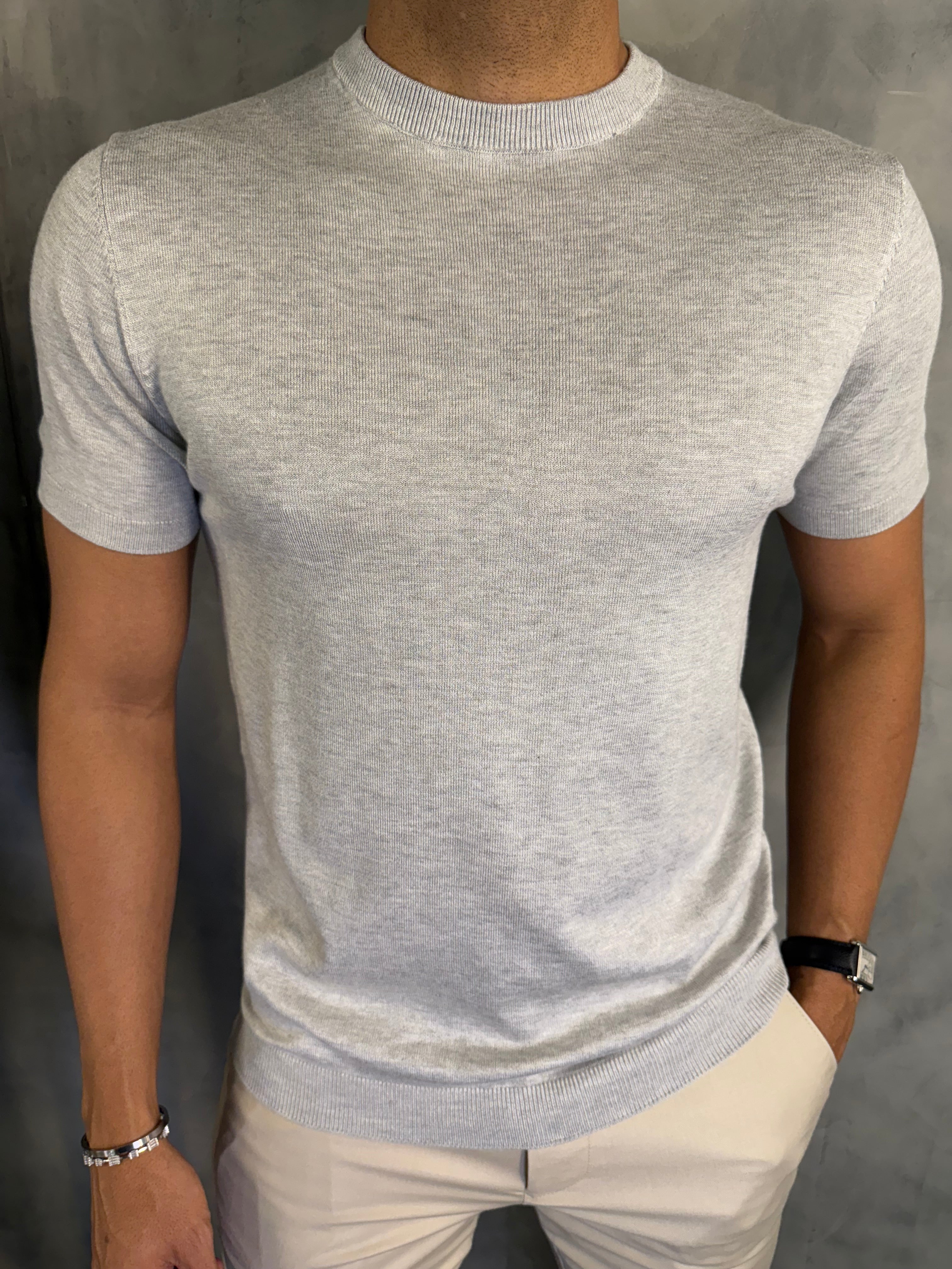 CAMISETA GOLA MÉDIA TRICOT PONTO H