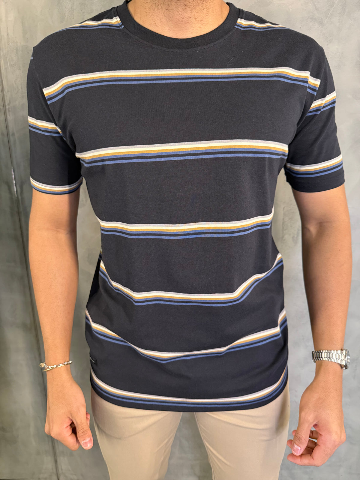 CAMISETA LISTRADA OVERSHIRT KINGEJOE PRETO