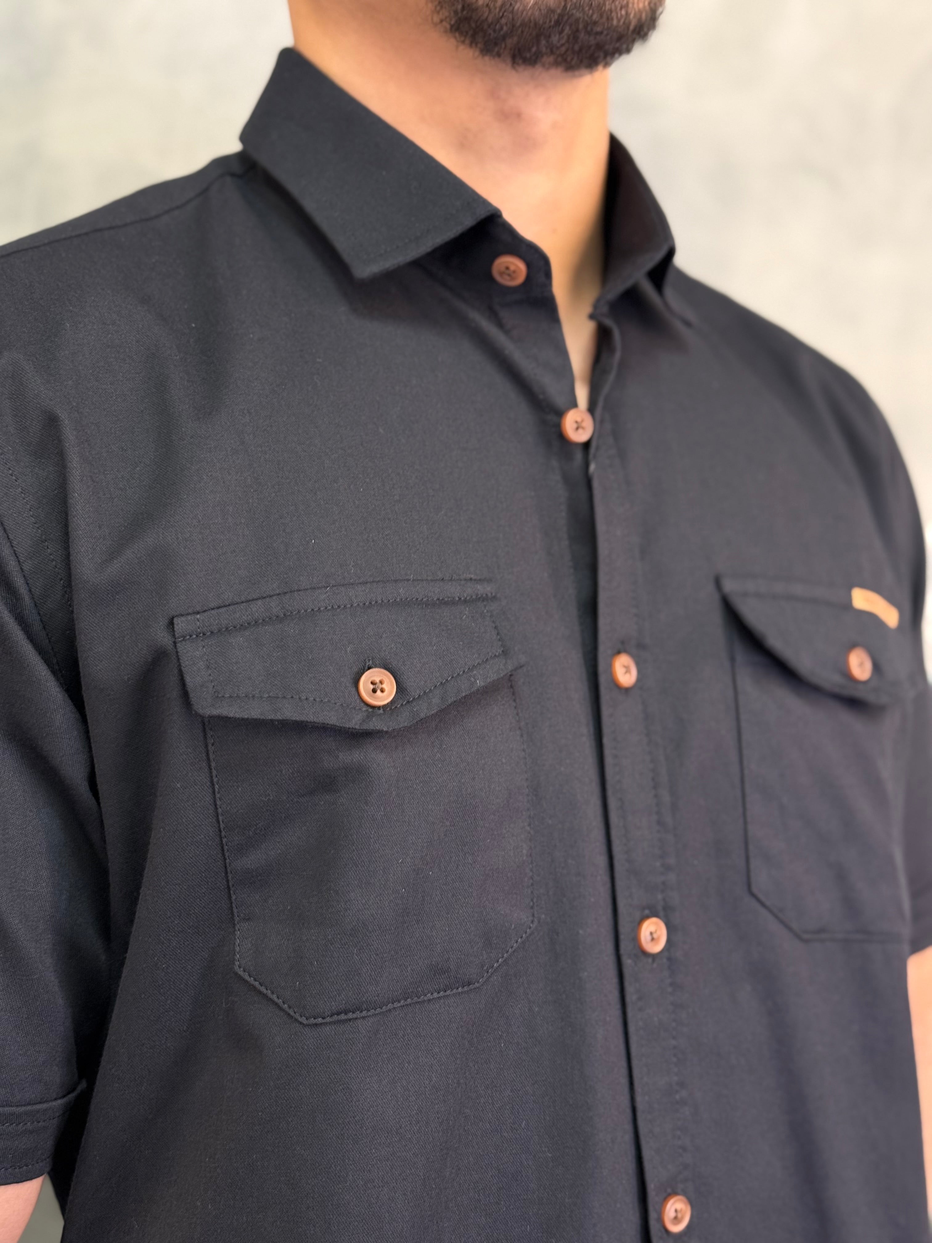 CAMISA DE SARJA M/C INDICCATTO PRETO