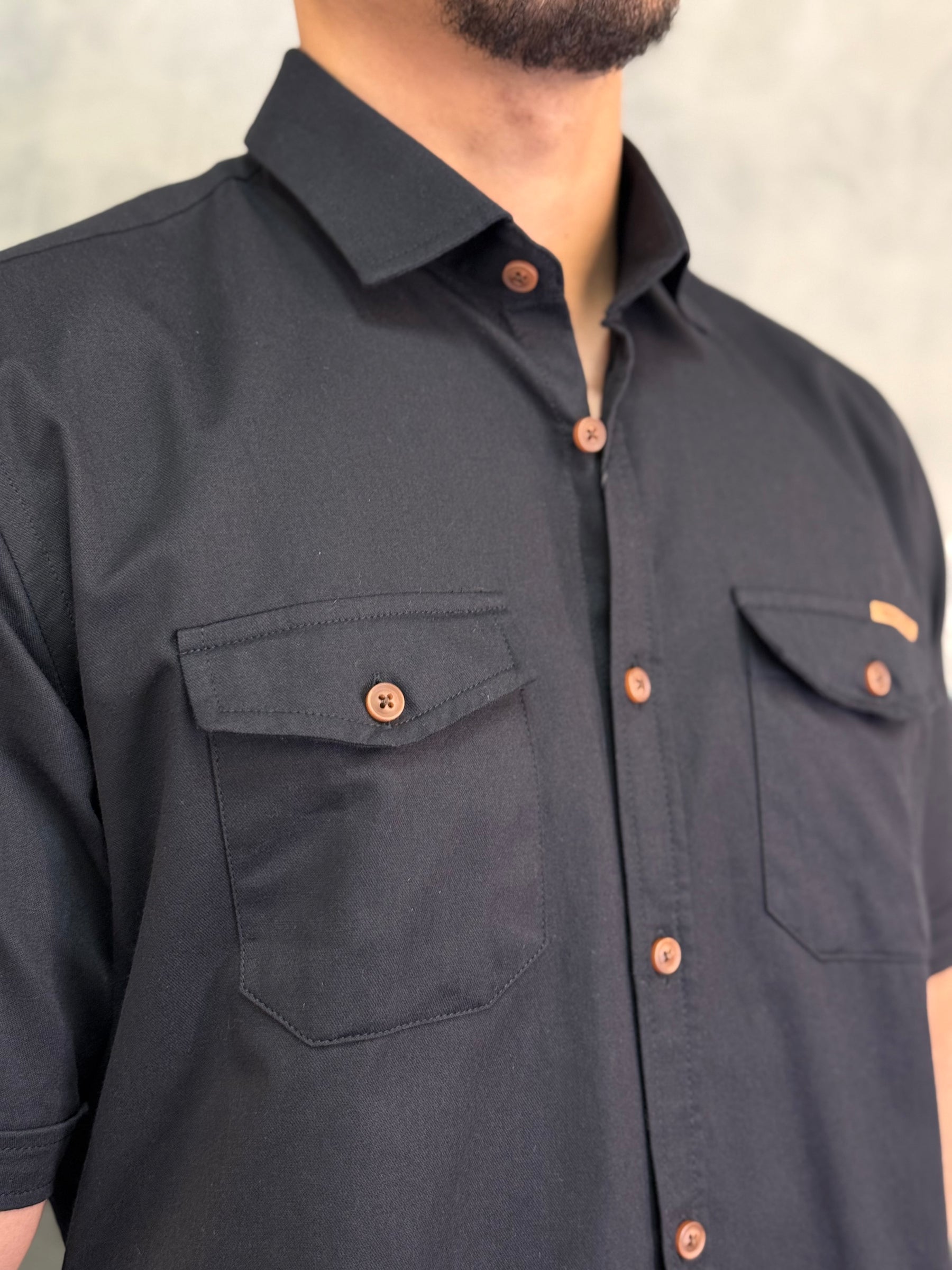 CAMISA DE SARJA M/C INDICCATTO PRETO