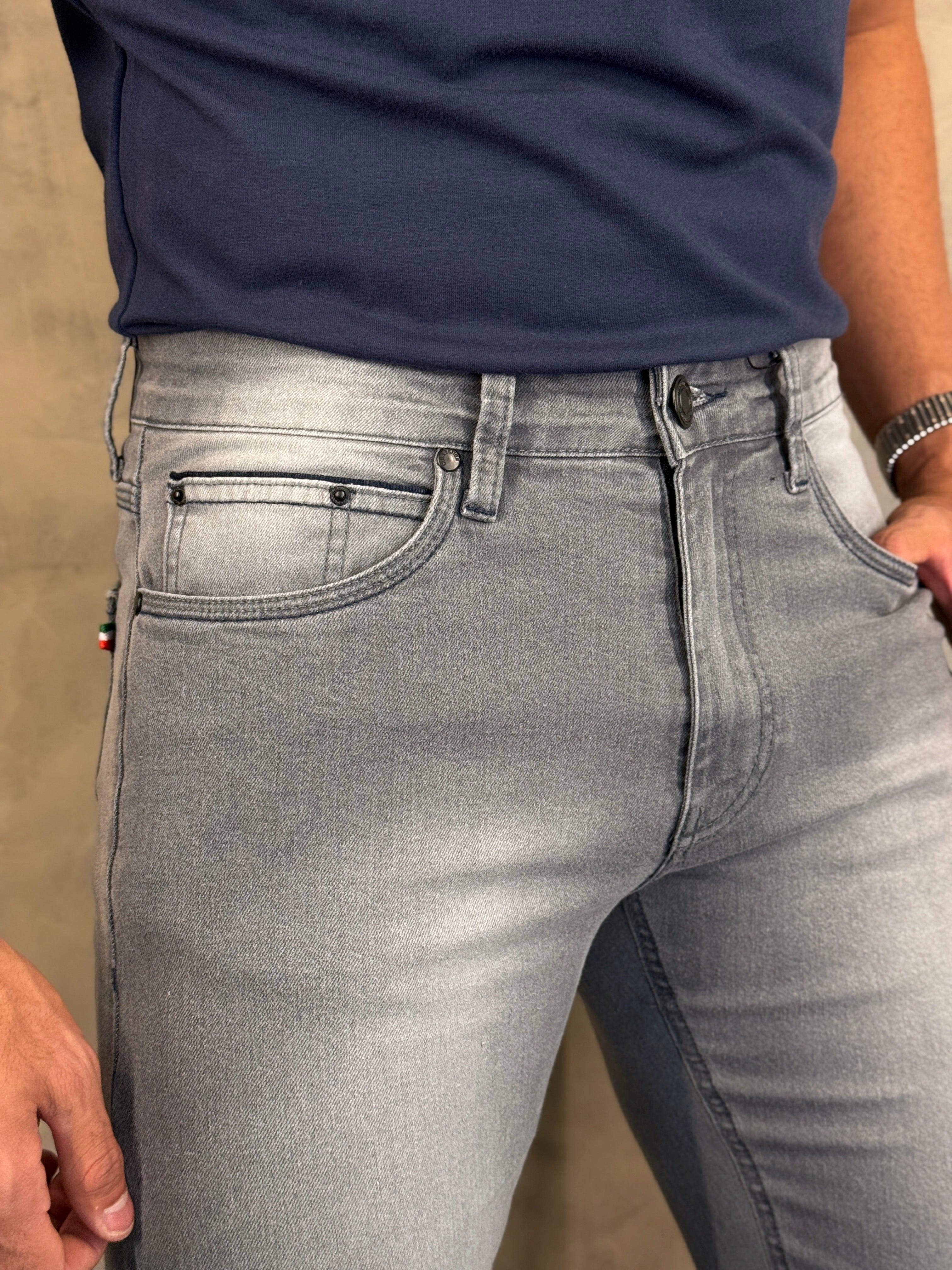 CALÇA JEANS GREY SLIM PONTO H CINZA
