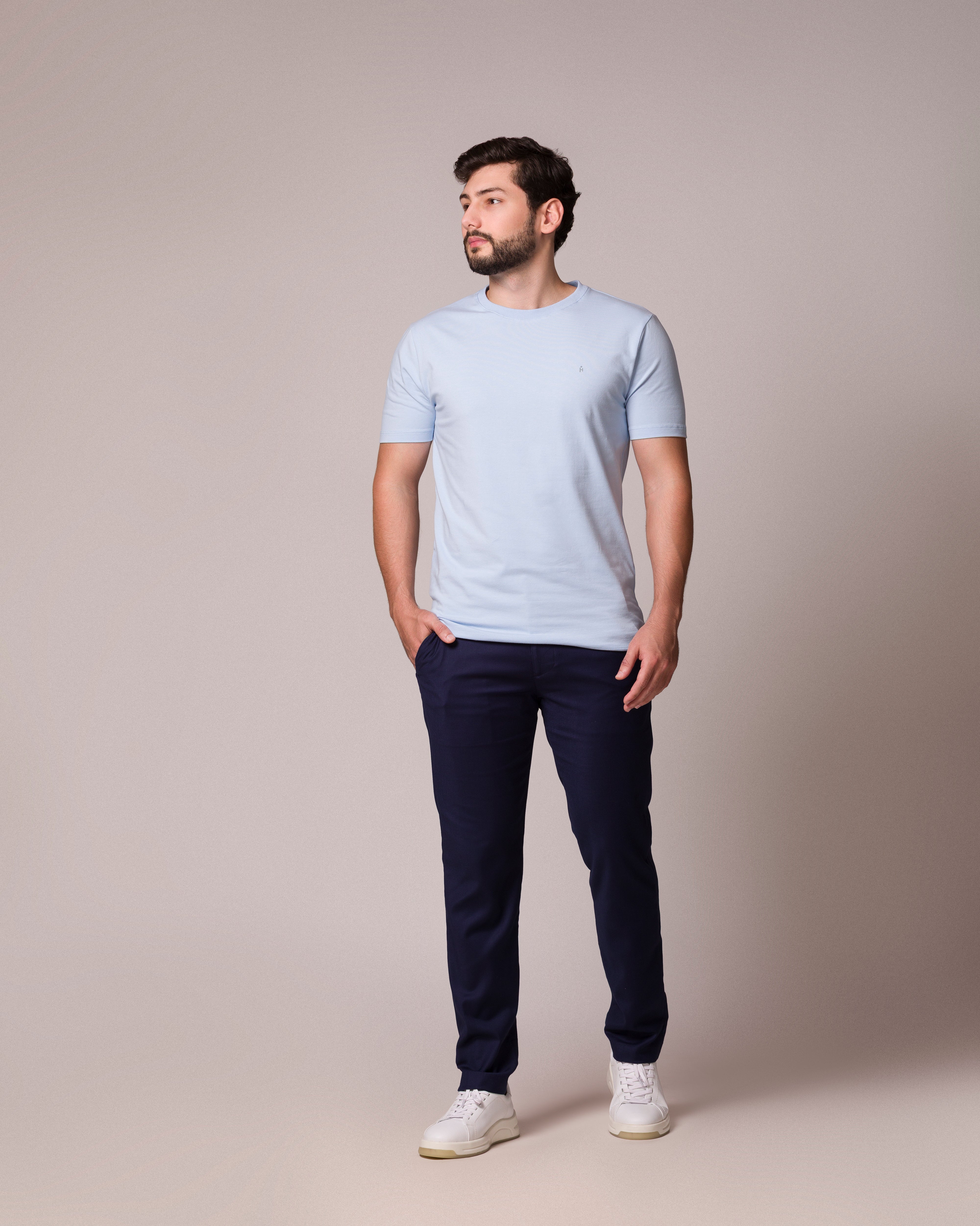 CAMISETA BÁSICA PONTO H AZUL BB