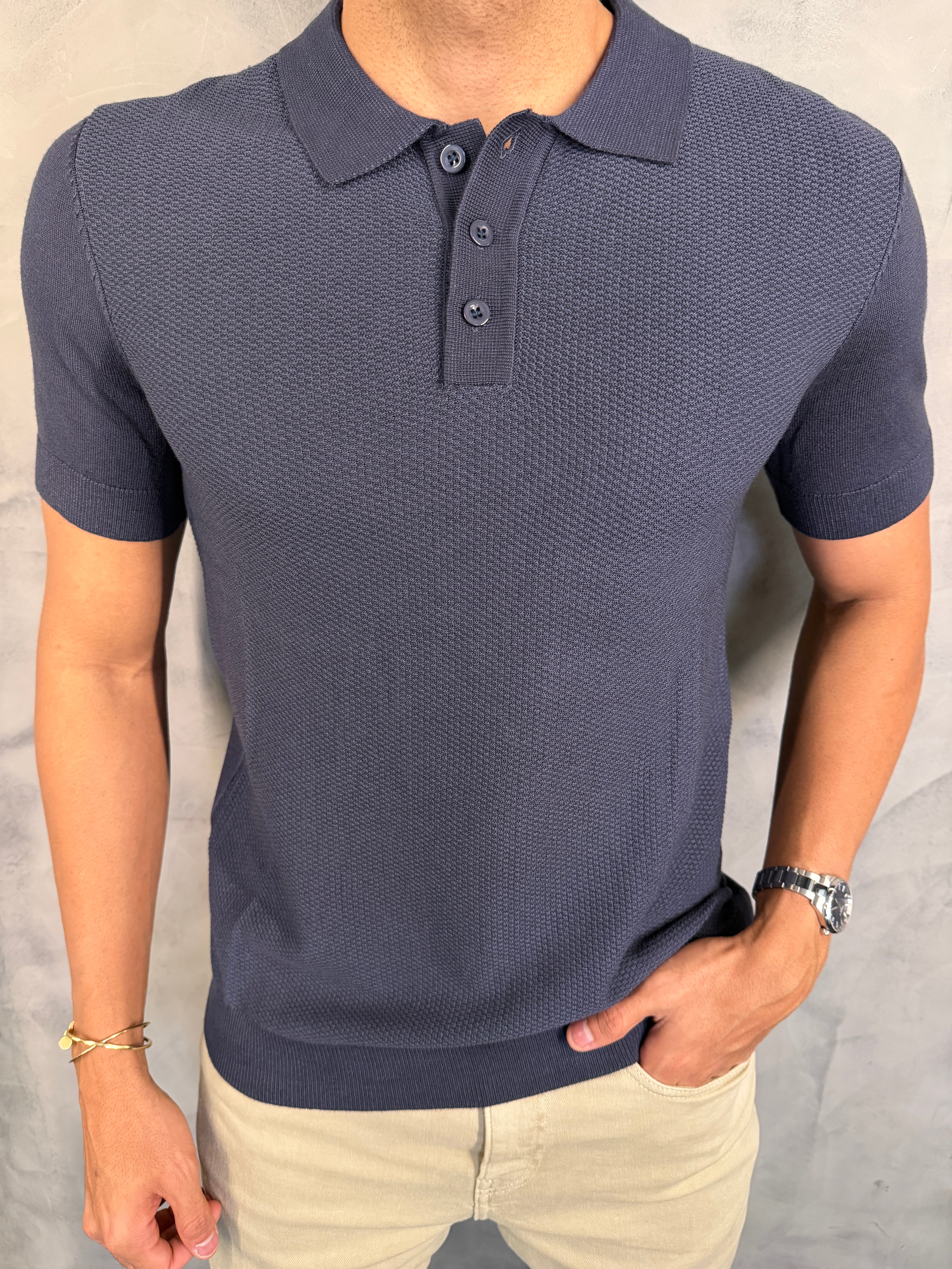 POLO TRICOT TEXTURA PONTO H