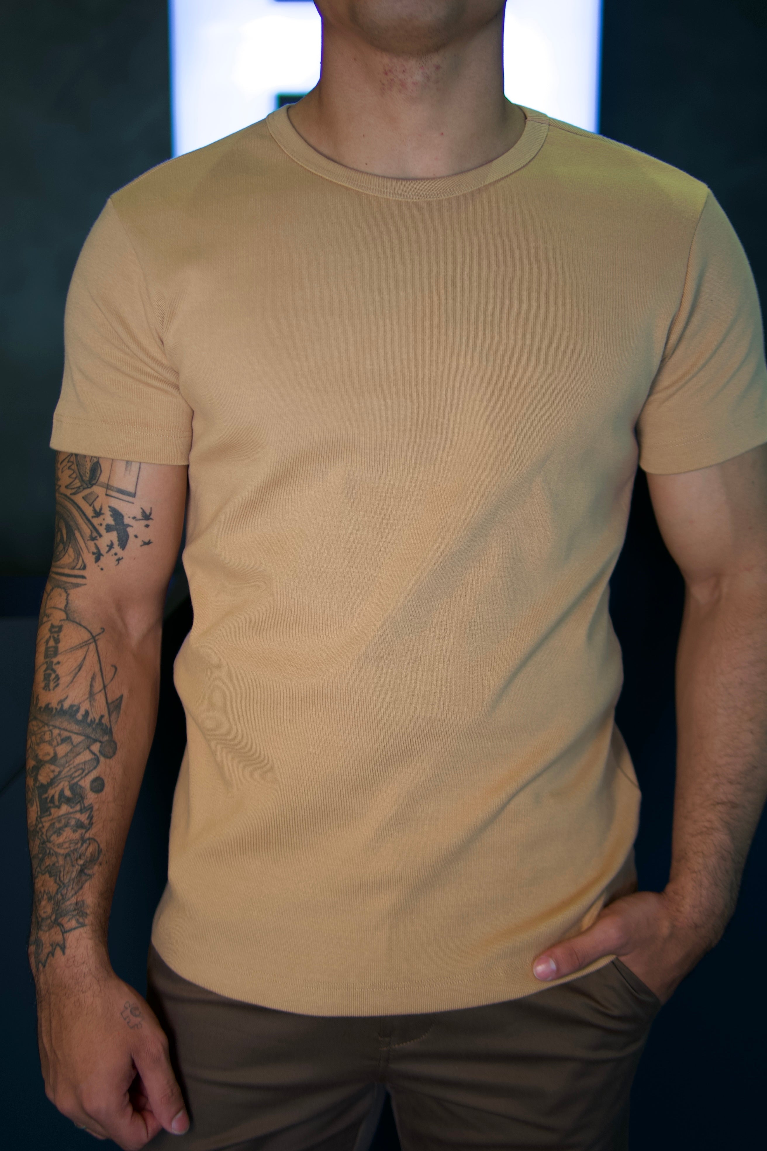 CAMISETA CANELADA SLIM DLZ AÇUCAR MASCAVO