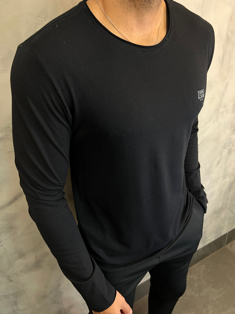 CAMISETA FLEX LOGOTIPO SLIM M/L KINGEJOE PRETO