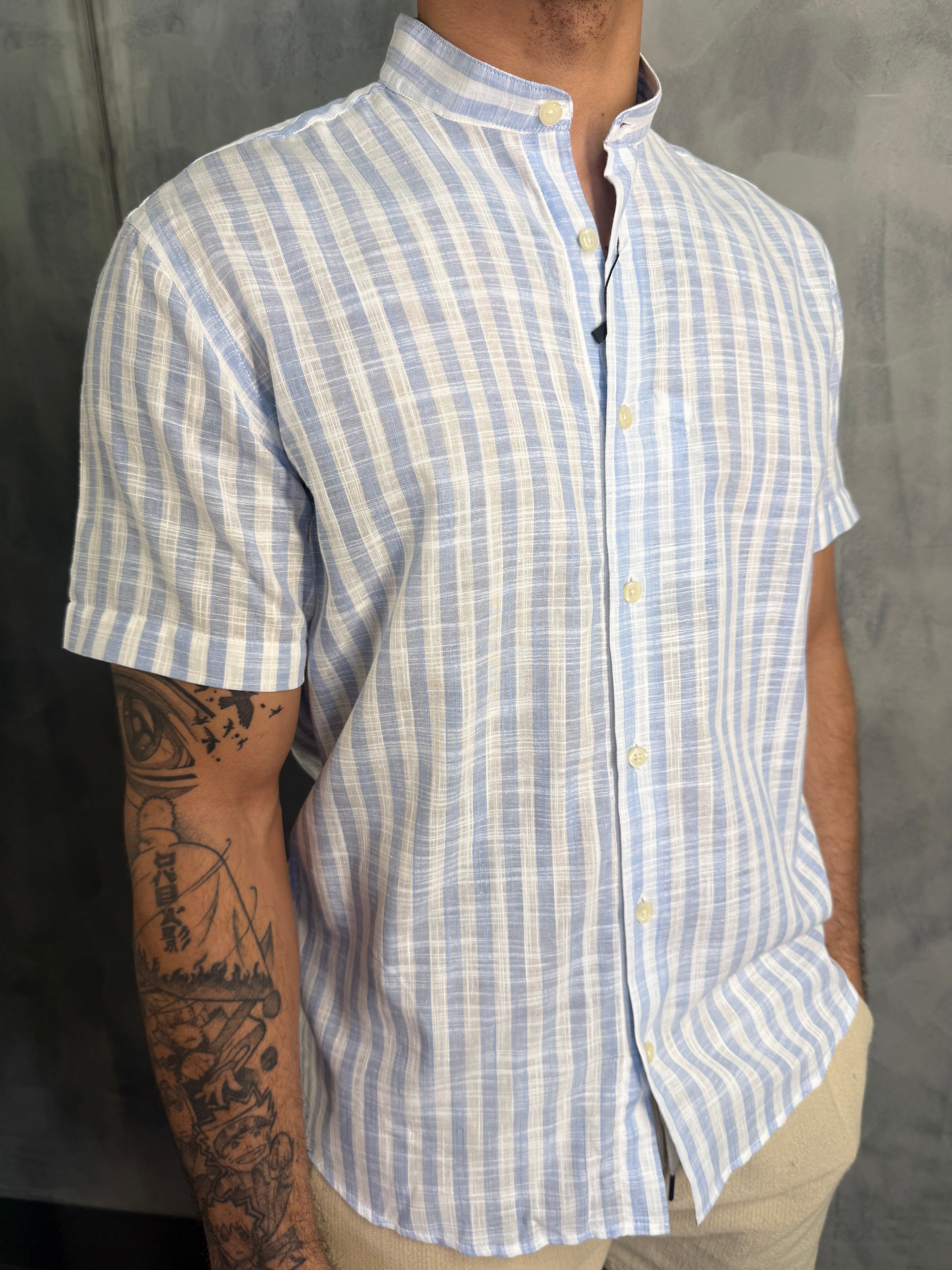 CAMISA M/C TRAMANDAI LISTRAS PONTO H AZUL BB