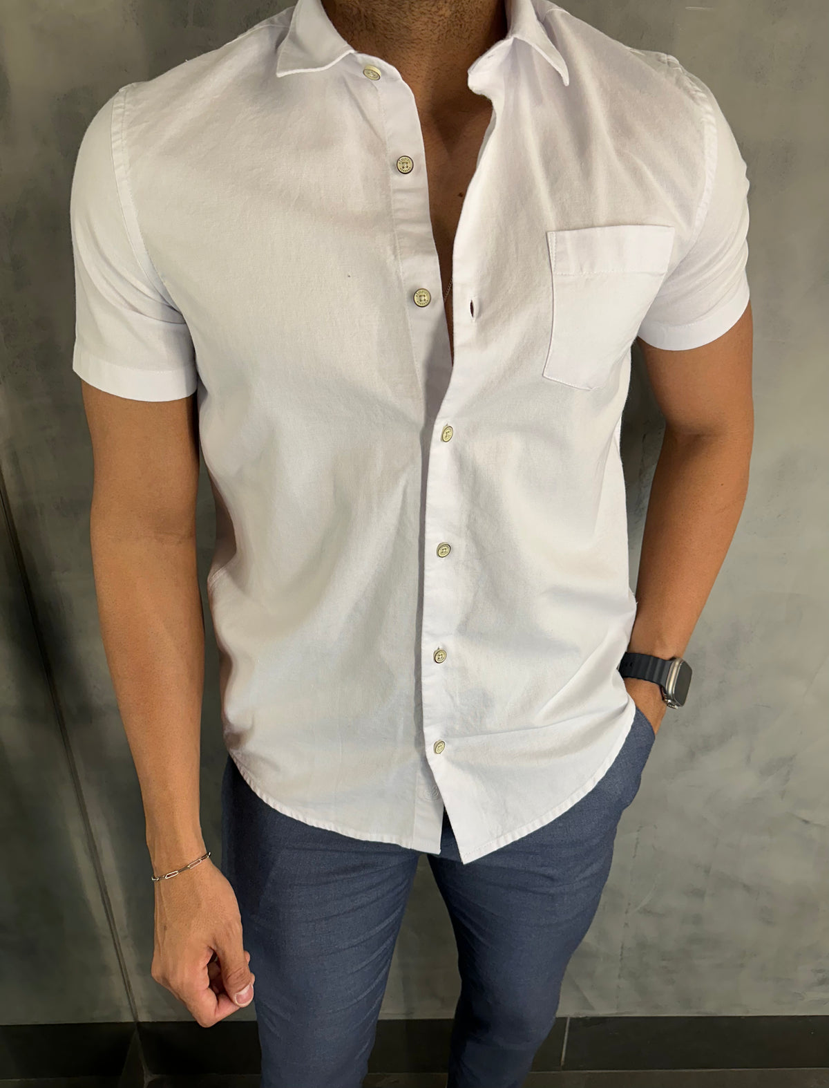 CAMISA M/C OXFORD SIMPLES RESERVA BRANCO