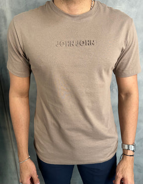 T SHIRT RG EMBOSSED TAUPE JOHN JOHN MARROM