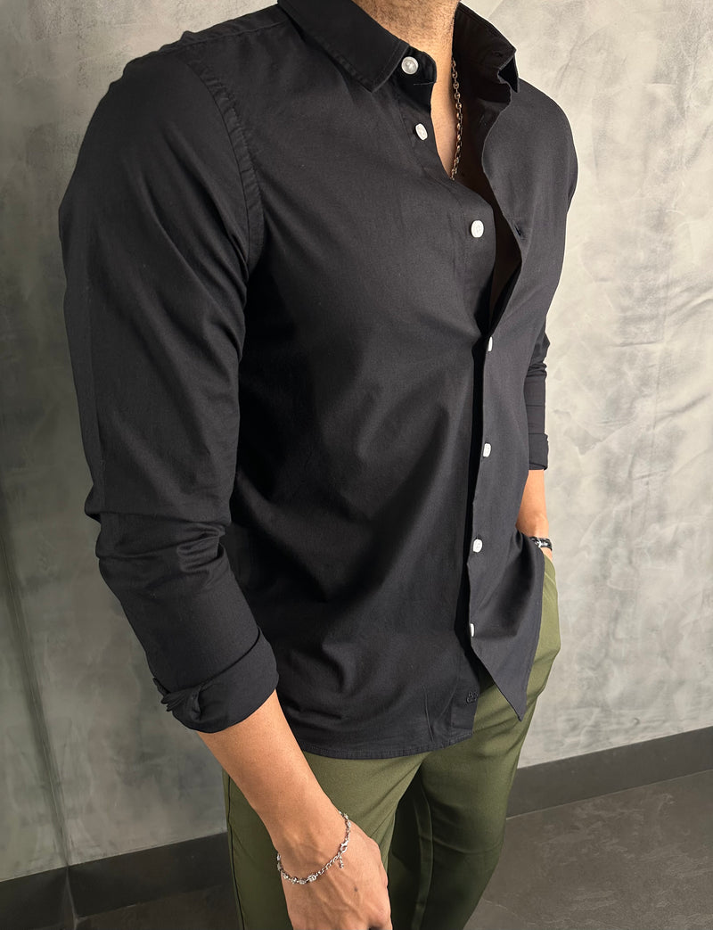 CAMISA M/L TRICOLINE BÁSICA SIMPLES RESERVA PRETO