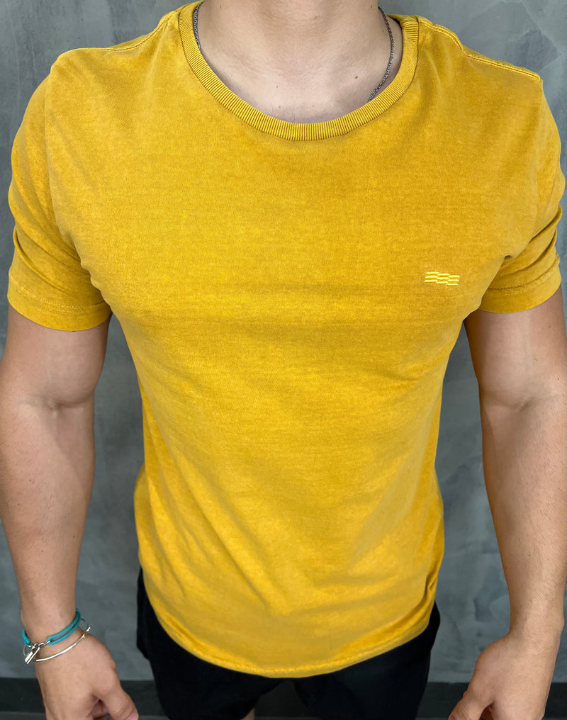 CAMISETA ESTONADA  SLIM KINGEJOE OCRE