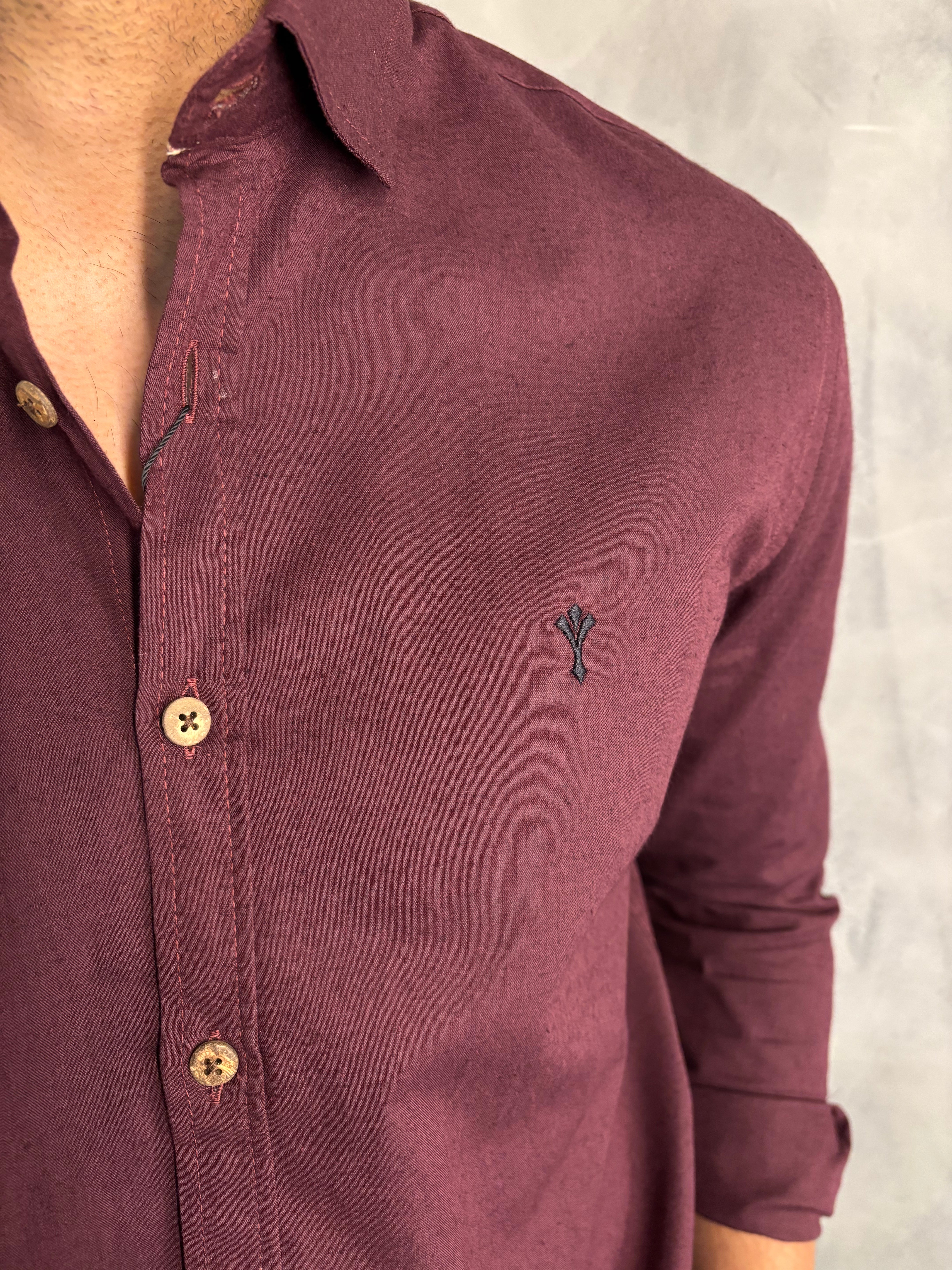 CAMISA M/L DE VISCOLINHO INDICCATTO VINHO