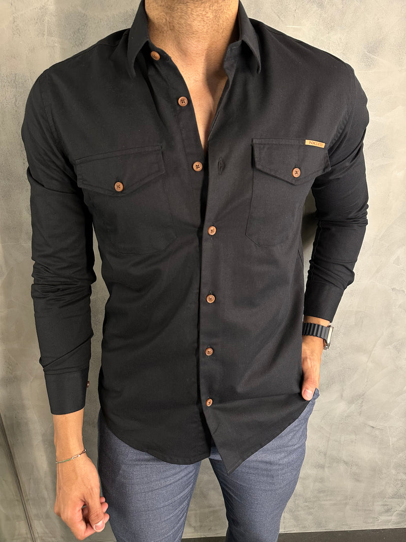 CAMISA DE SARJA M/L INDICCATTO PRETO