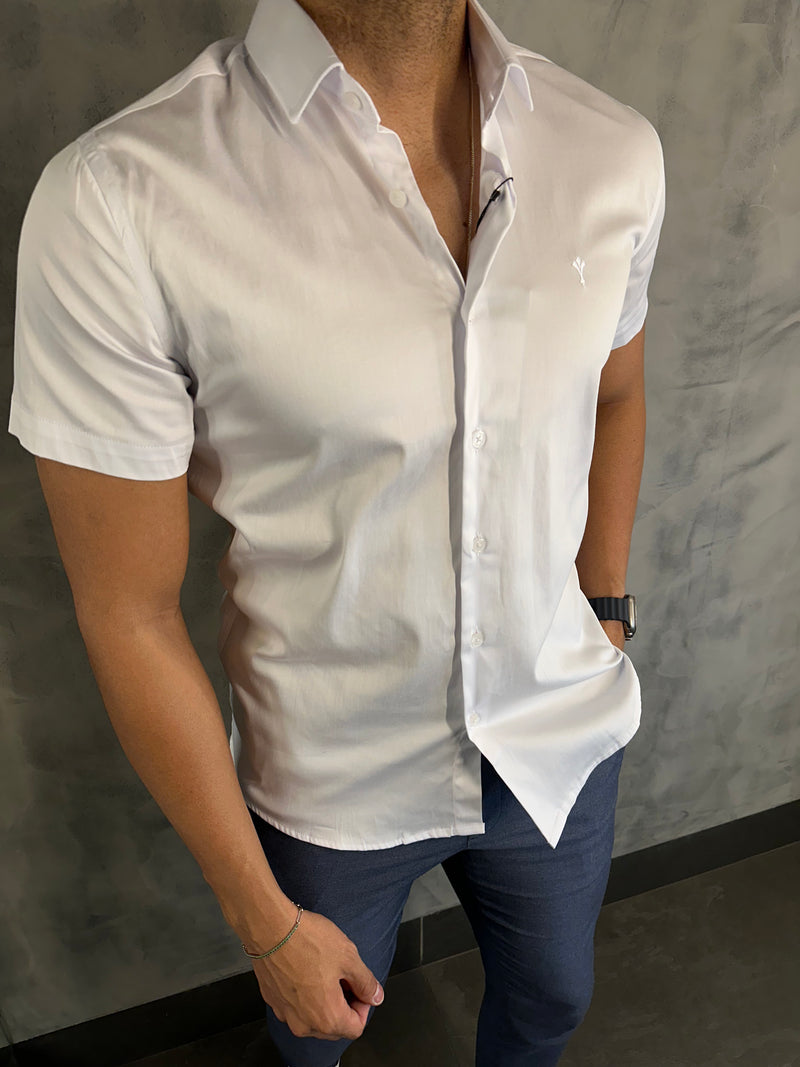 CAMISA M/C ACETINADA STRETCH SLIM FIT INDICCATTO BRANCO