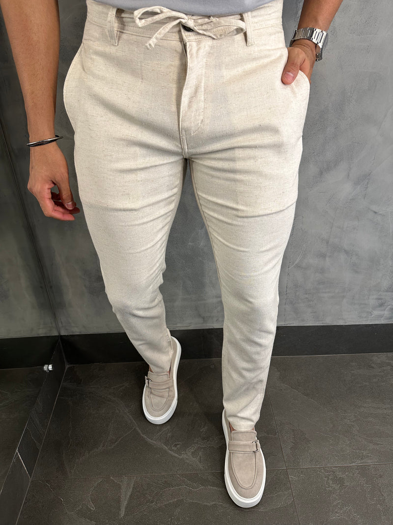 CALÇA ALF. ANDERLECHT LINHO PONTO H NATURAL