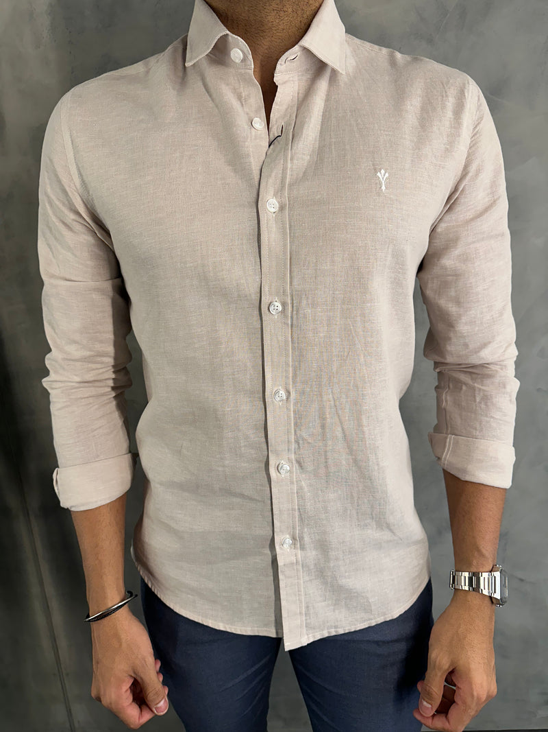 CAMISA DE LINHO M/L INDICCATTO AREIA