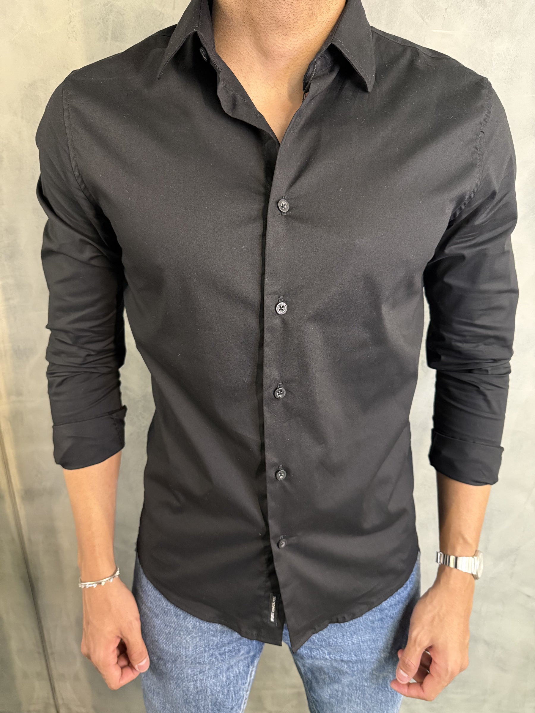 CAMISA M/L LISA ELASTANO KINGEJOE PRETO