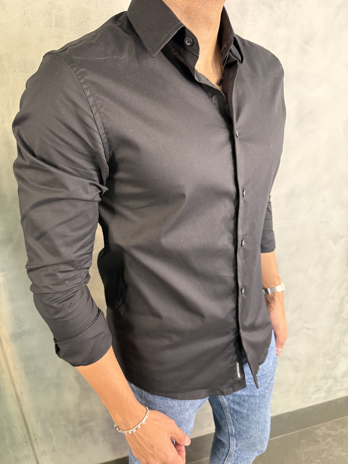 CAMISA M/L LISA ELASTANO KINGEJOE PRETO