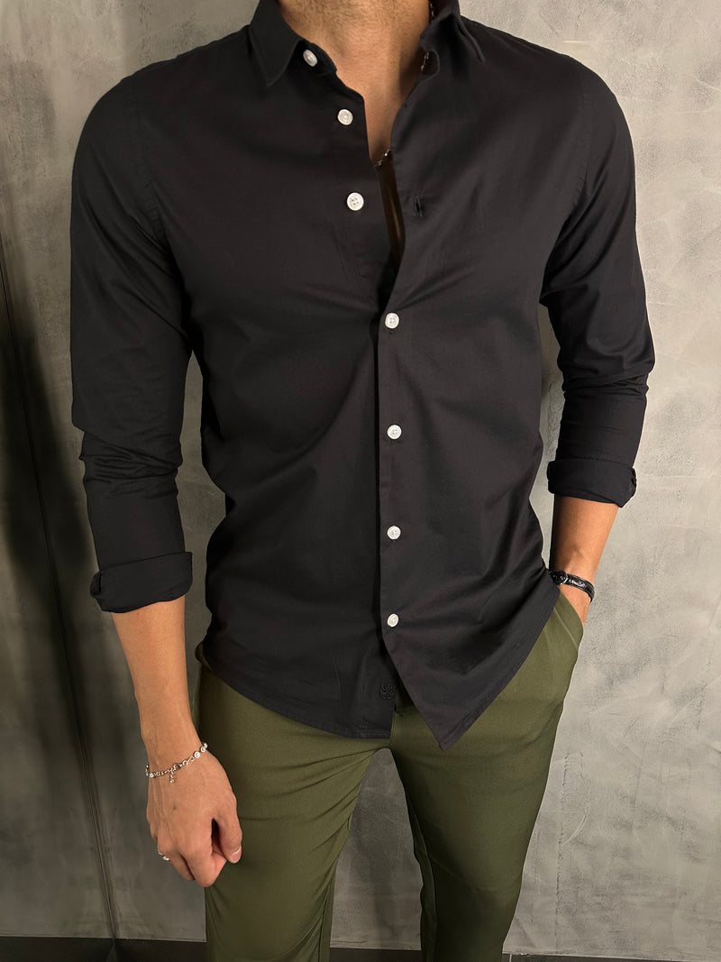 CAMISA M/L TRICOLINE BÁSICA SIMPLES RESERVA PRETO