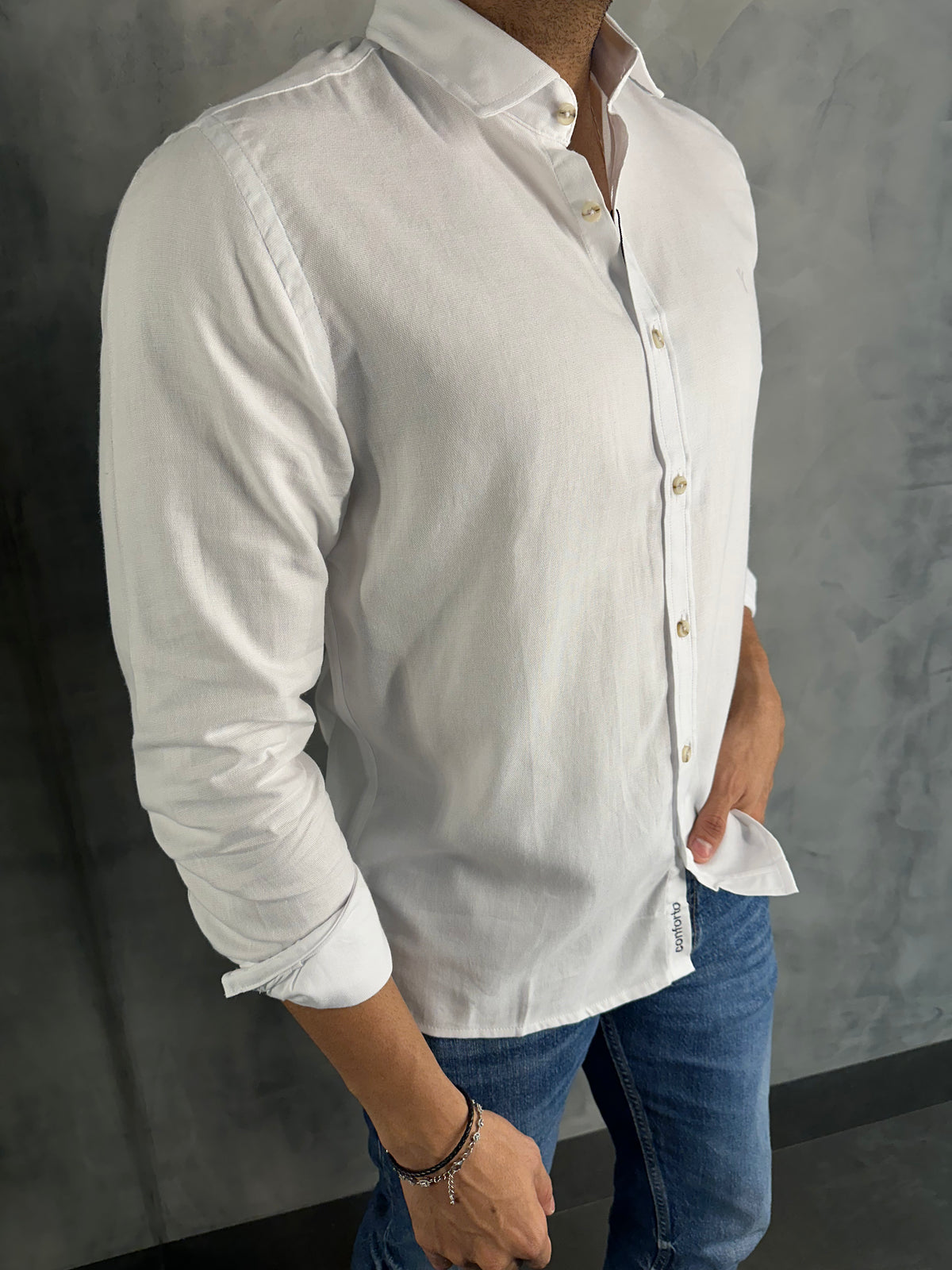 CAMISA M/L LINHO PANAMÁ INDICCATTO BRANCO