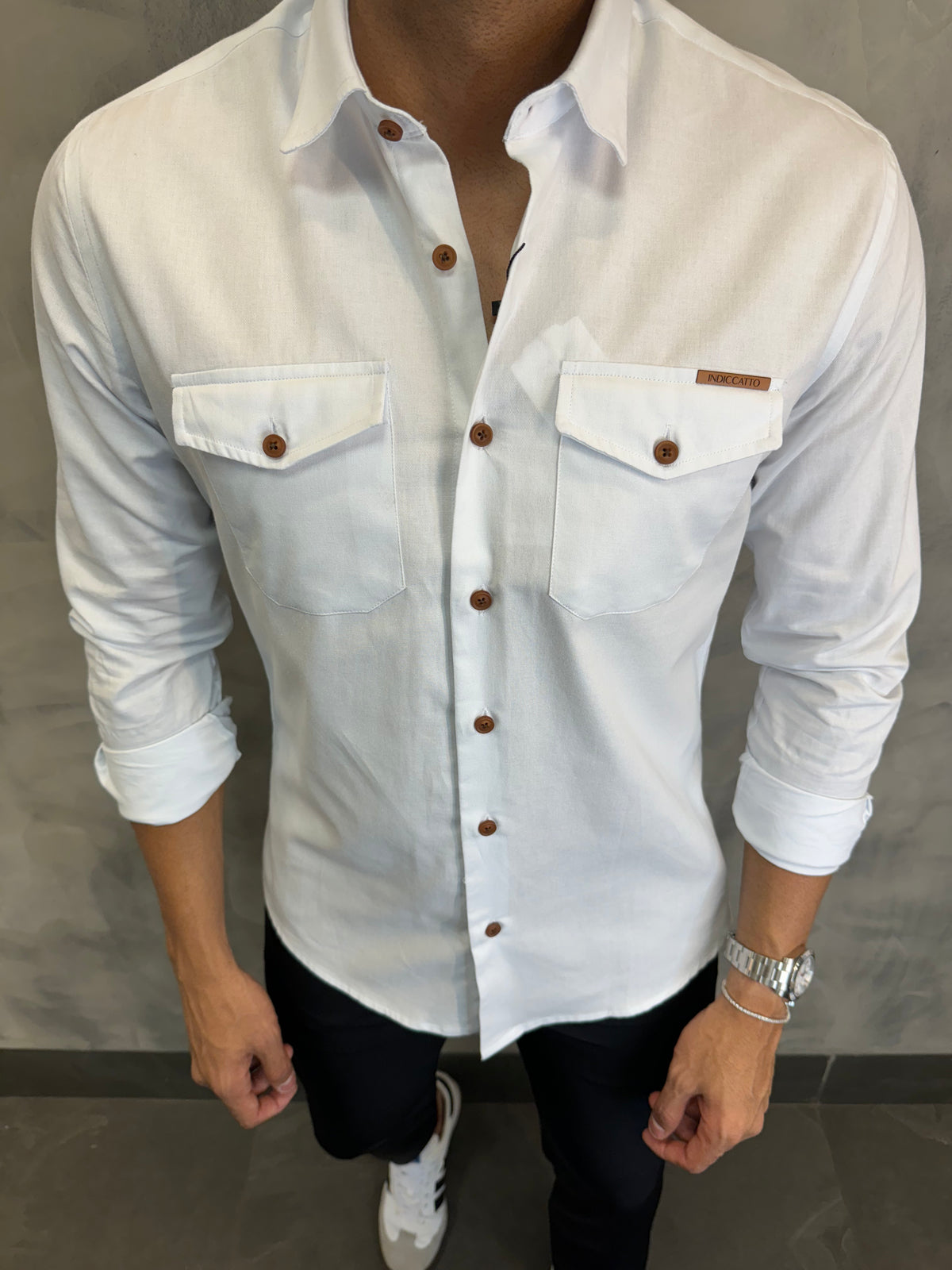 CAMISA DE SARJA M/L INDICCATTO BRANCO