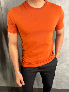 CAMISETA SLIM FIT PONTO H TELHA