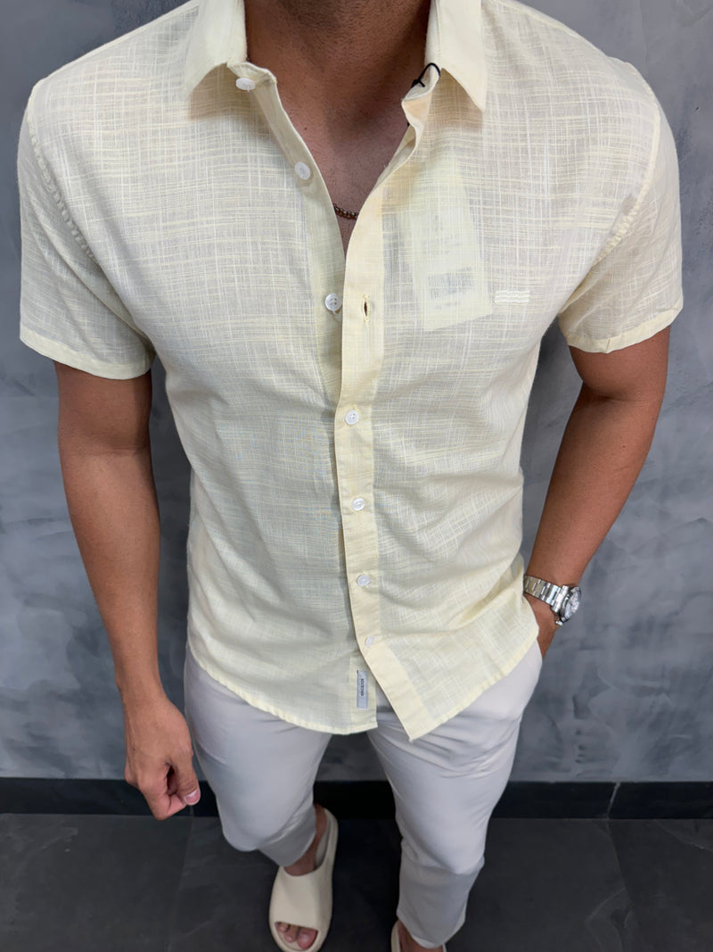 CAMISA CASUAL SLIM M/C KINGEJOE AMARELO