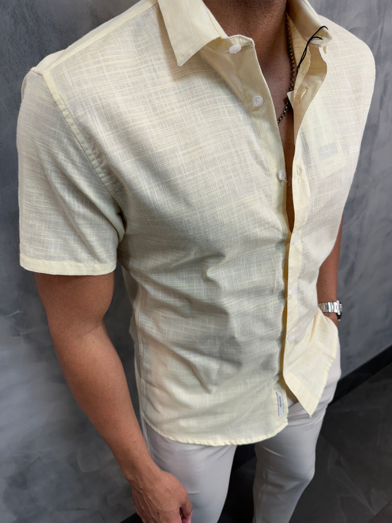 CAMISA CASUAL SLIM M/C KINGEJOE AMARELO