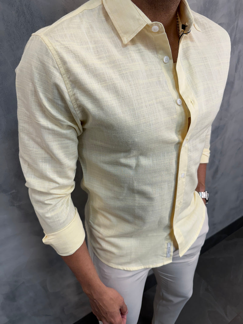 CAMISA CASUAL SLIM M/L KINGEJOE AMARELO