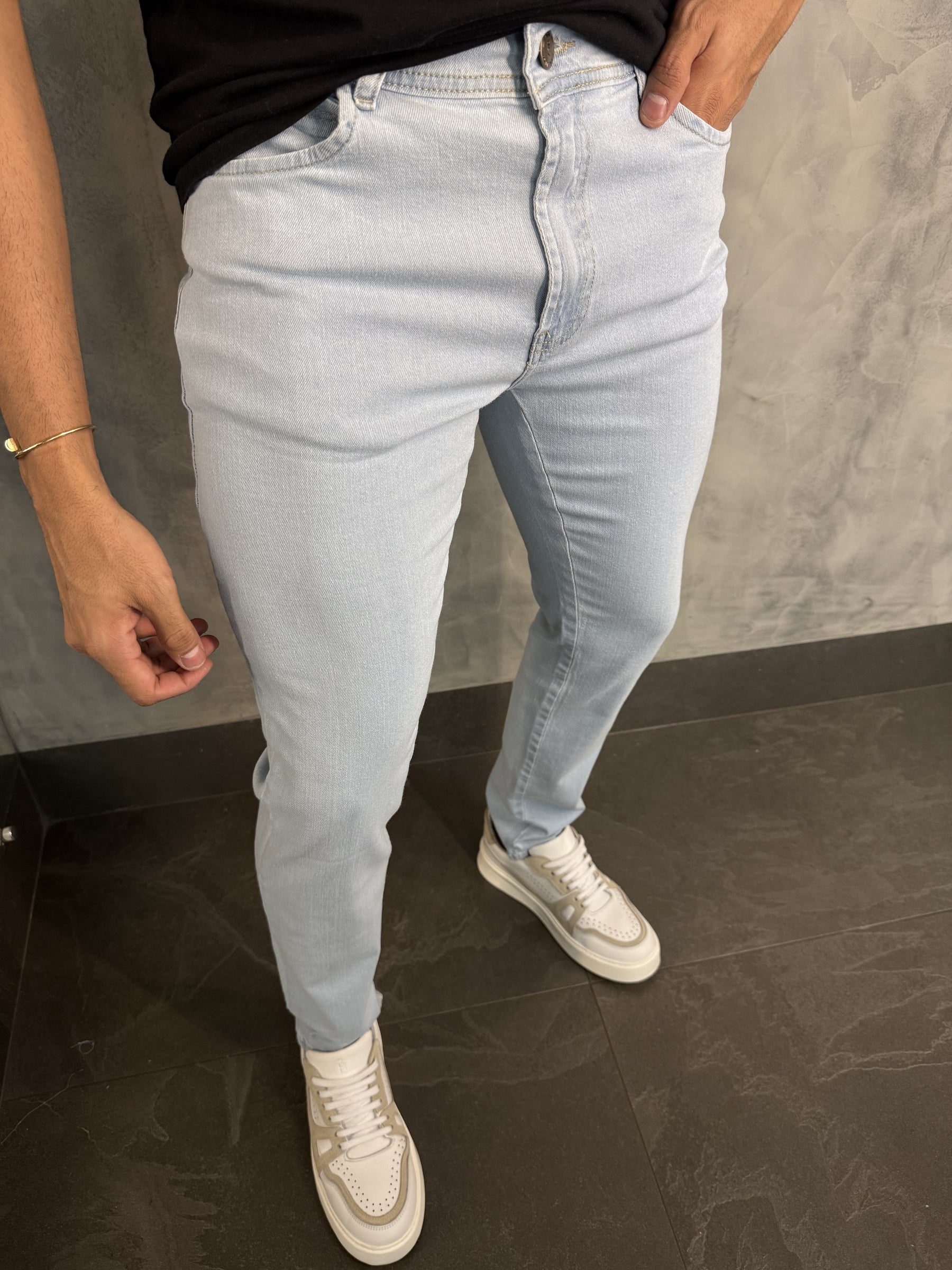 CALÇA JEANS SLIM BASIC DLZ AZUL CLARO