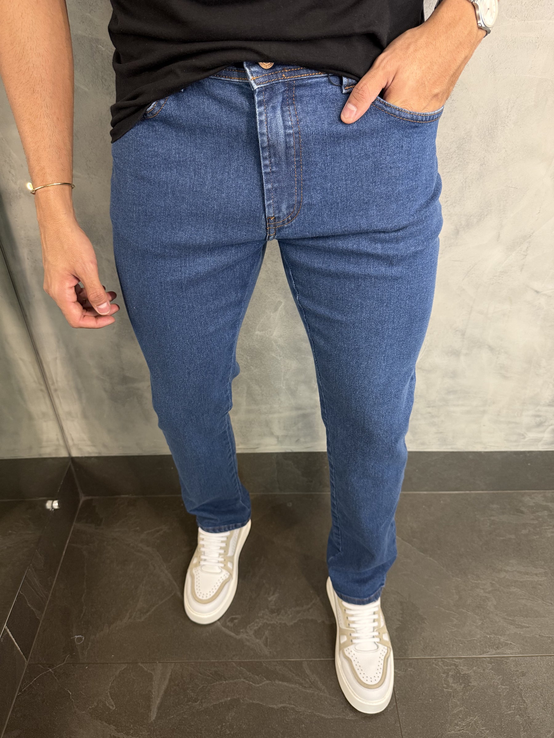 CALÇA JEANS SLIM BASIC DLZ AZUL MÉDIO