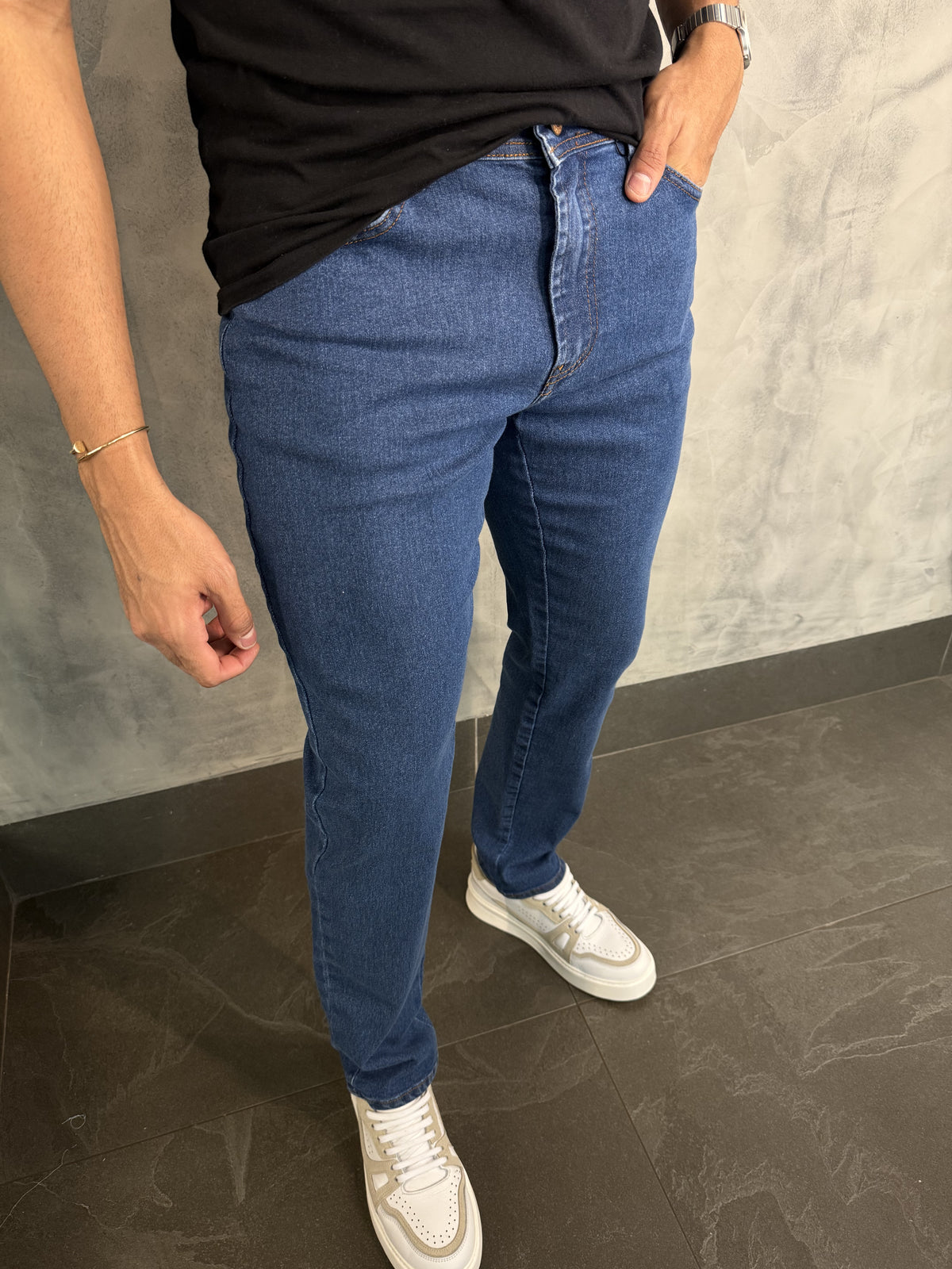 CALÇA JEANS SLIM BASIC DLZ AZUL MÉDIO